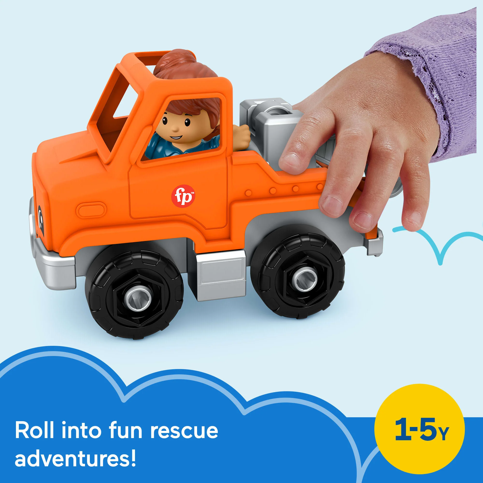Fisher-Price Little People Help And Go Tow Truck & Figure Set For Toddlers, 2 Pieces - Image 2