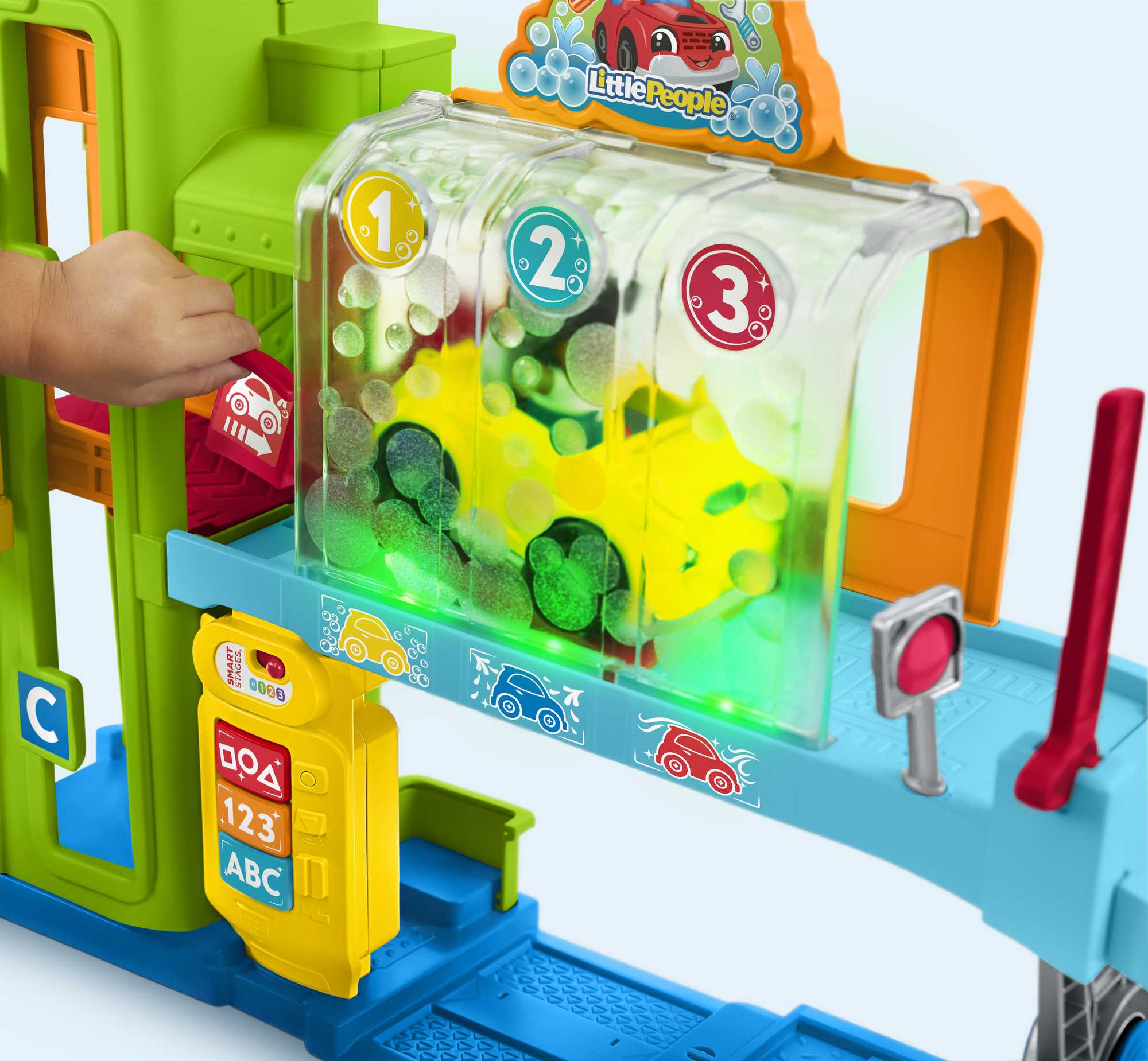 Fisher-Price Little People Light-Up Learning Garage Toddler Playset, 5 Play Pieces, Multi-Language Version - Image 3