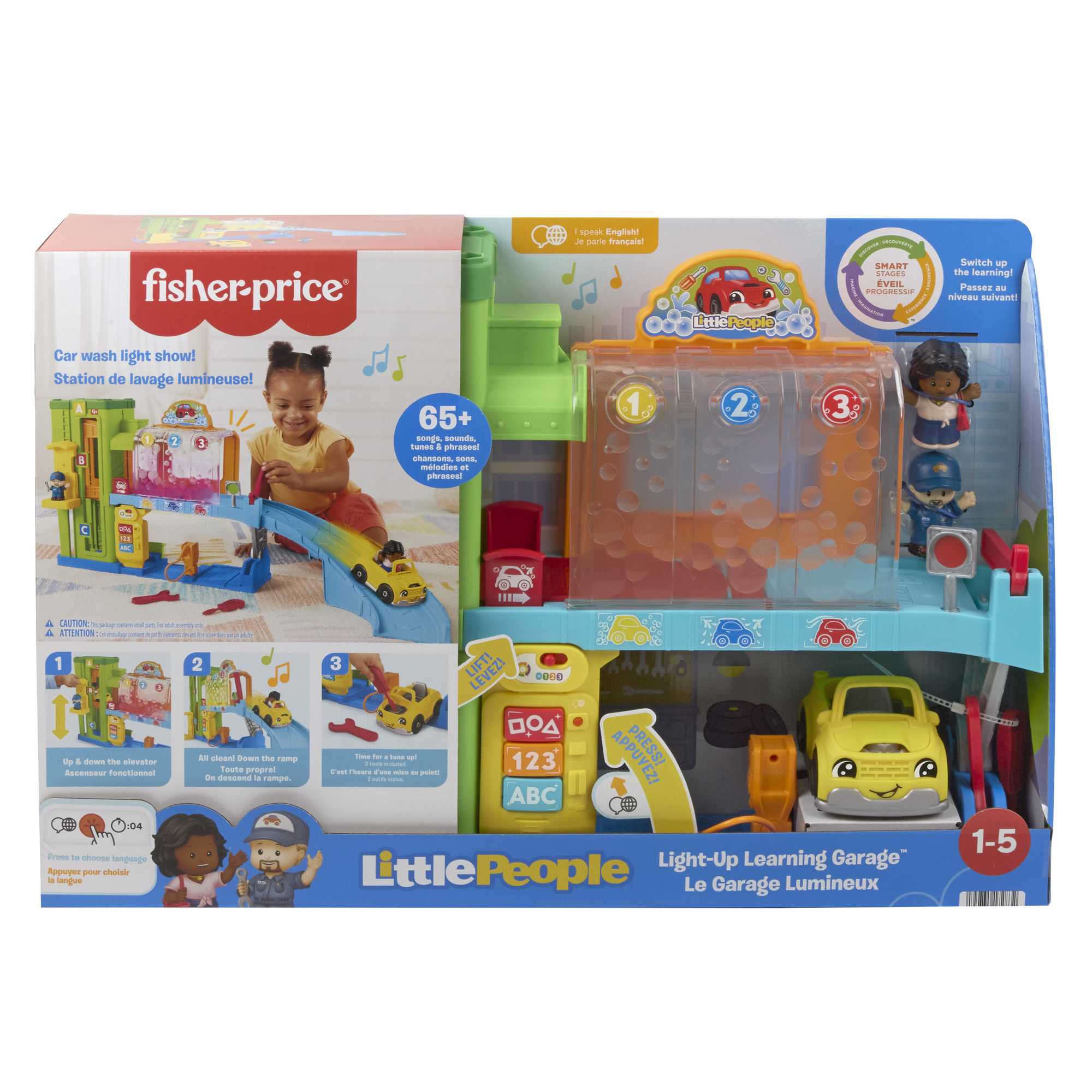 Fisher-Price Little People Light-Up Learning Garage Toddler Playset, 5 Play Pieces, Multi-Language Version - Image 6