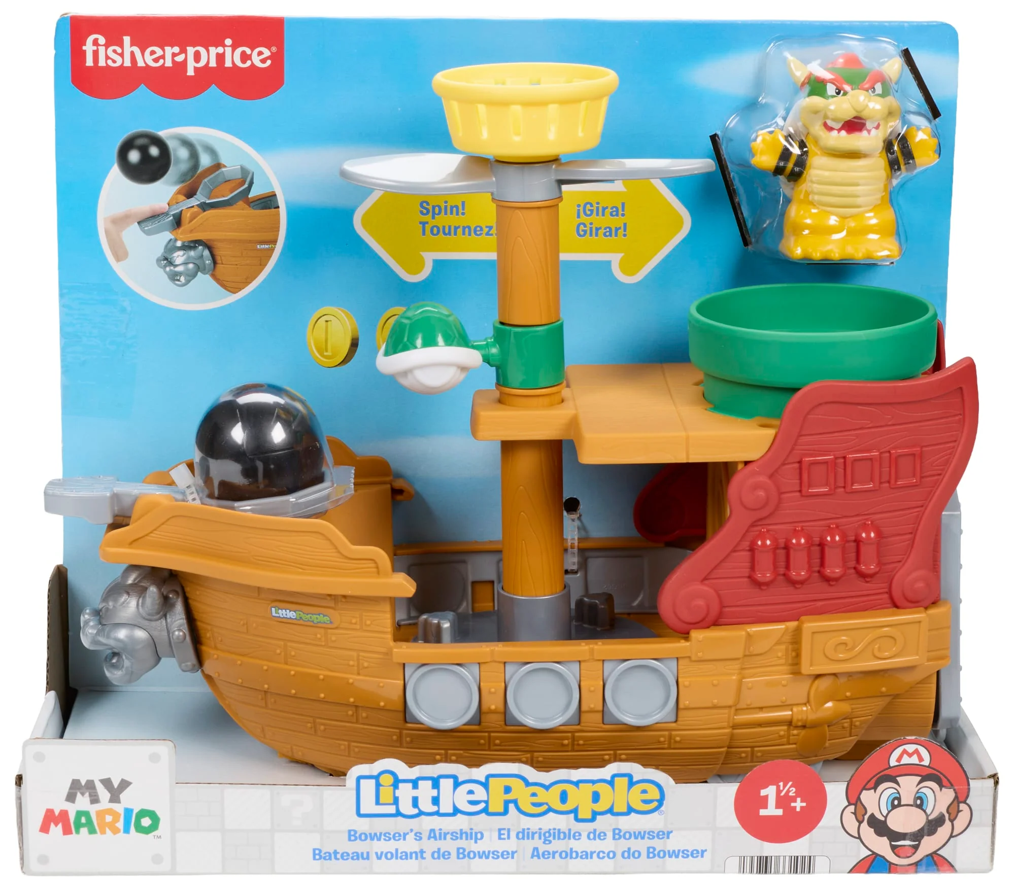 Fisher-Price Little People My Mario Bowser's AIrship & Figure Set Toddler Toy - Image 6