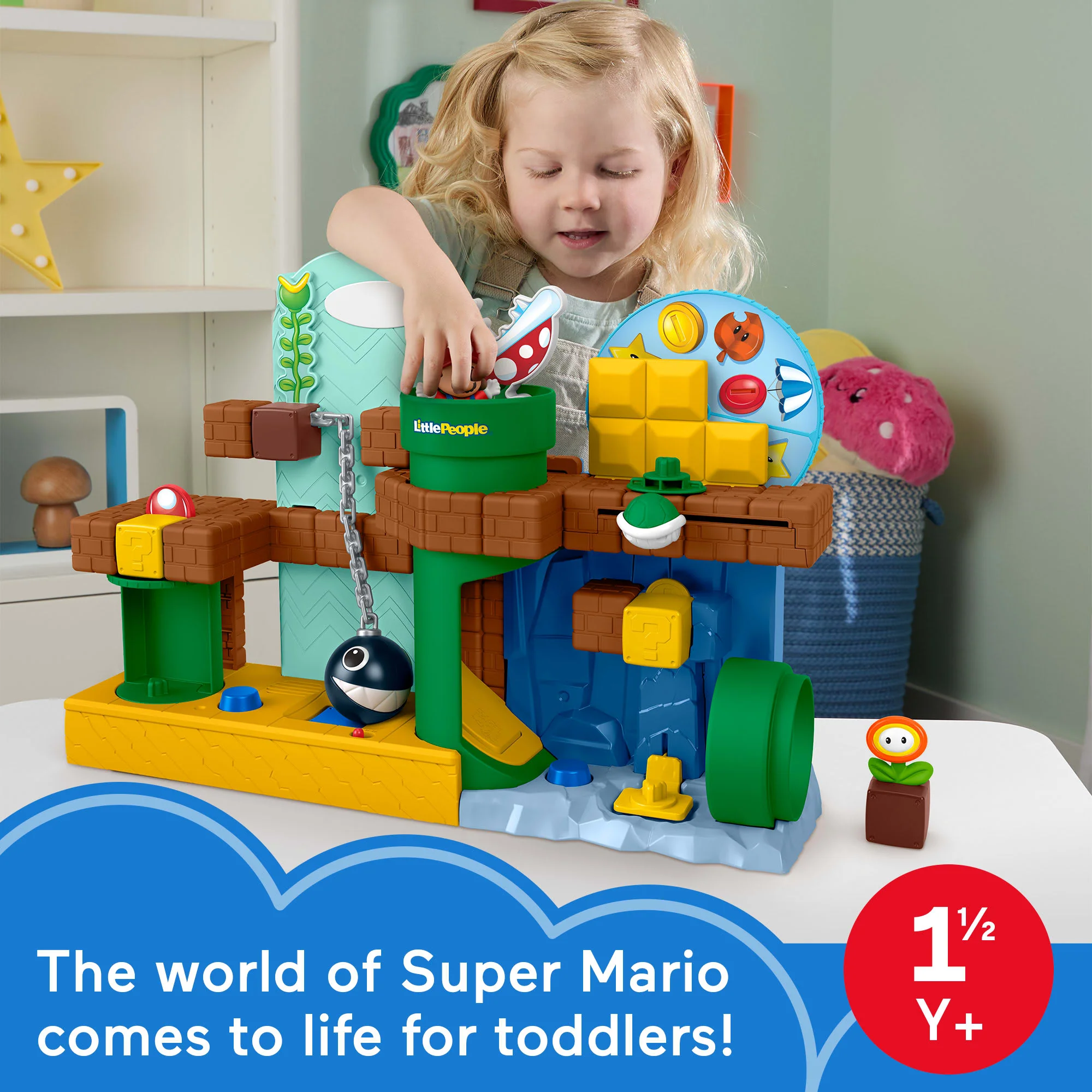 Fisher-Price Little People My Mario Adventure Playset, Musical Toddler Toy With 2 Figures - Image 2