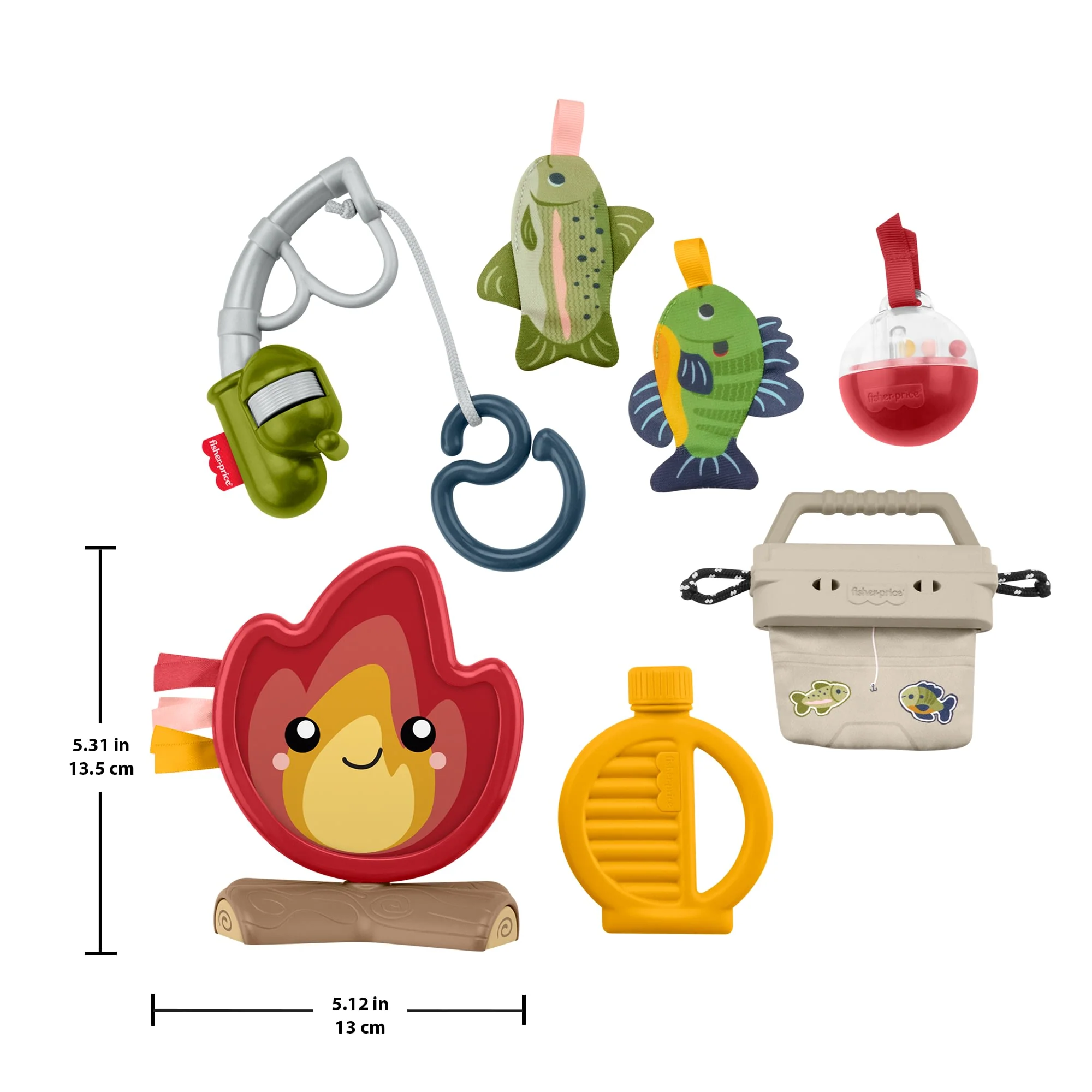Fisher-Price Mini Me Moments Camp & Crinkle Gift Set, 7-Piece Fishing & Hiking Baby Activity Toys - Image 6