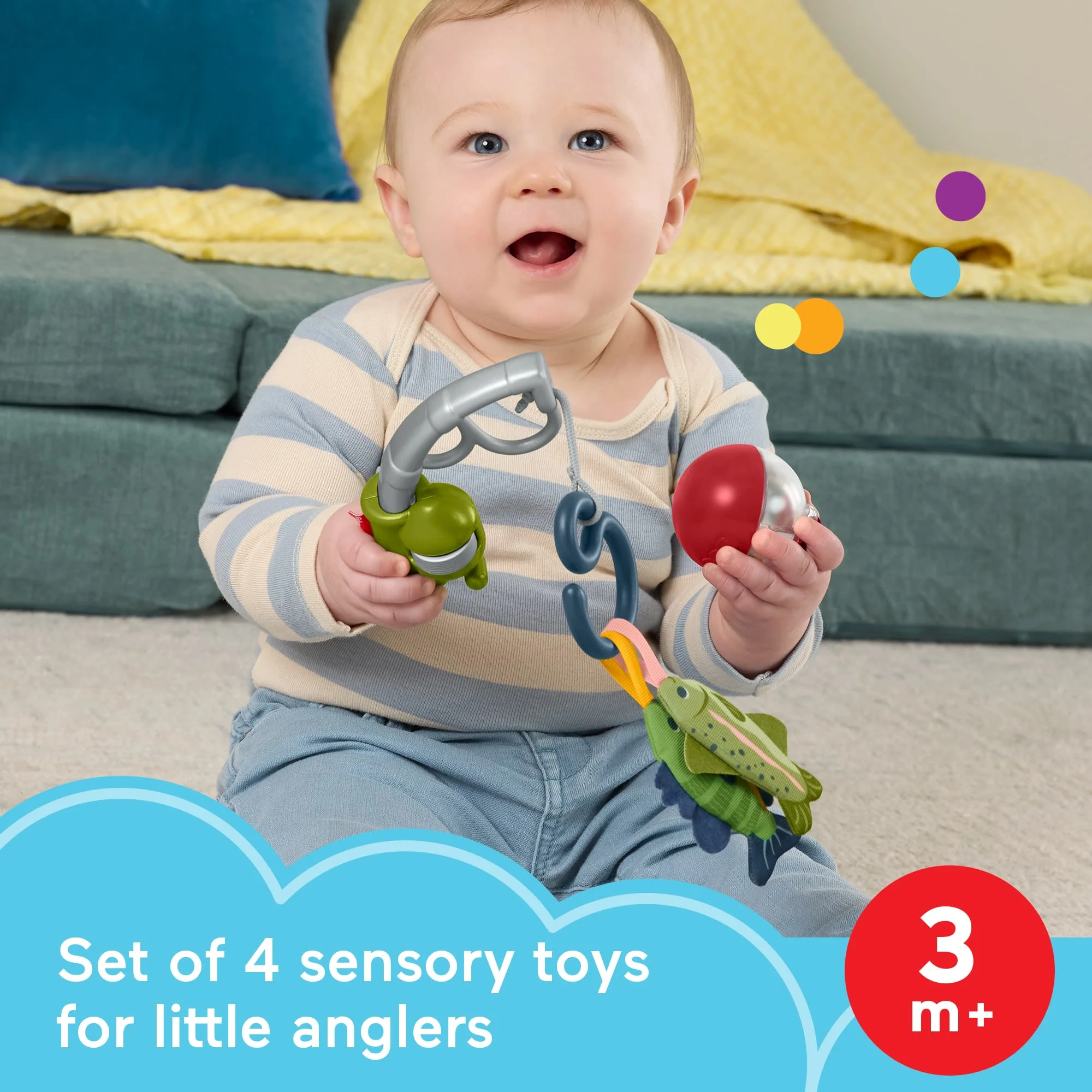 Fisher-Price Mini Me Moments Reel Fun Fishing Gift Set, 4 Baby Toys For Newborn Sensory Play - Image 2
