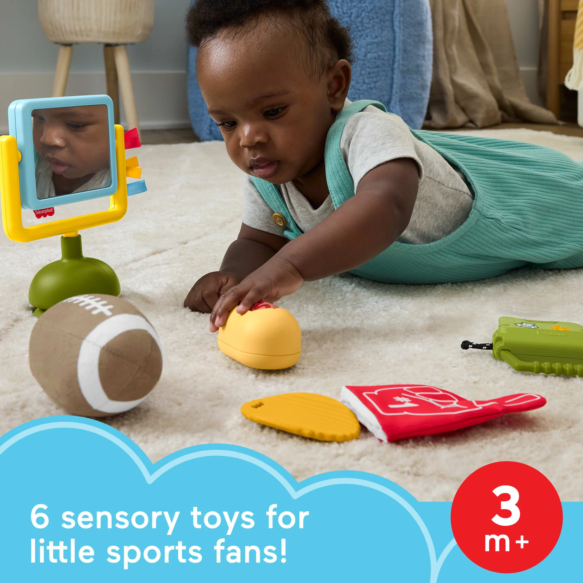 Fisher-Price Mini Me Moments Tiny Tailgater Set, 6-Piece Baby Sensory Activity Toys - Image 2