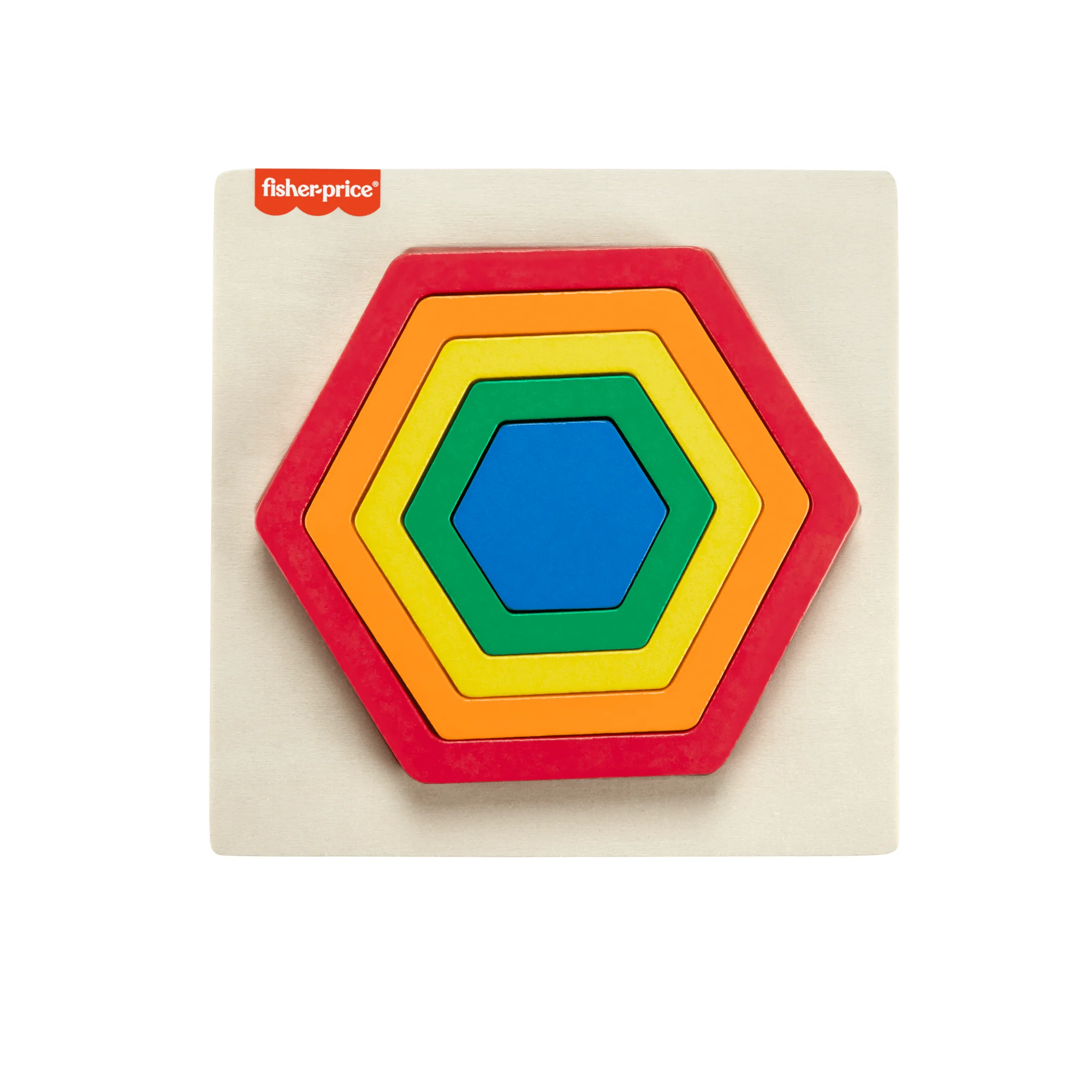 Fisher-Price  Mini Puzzle Arc-en-Ciel en Bois  Hexagone, 5Éléments - Image 4