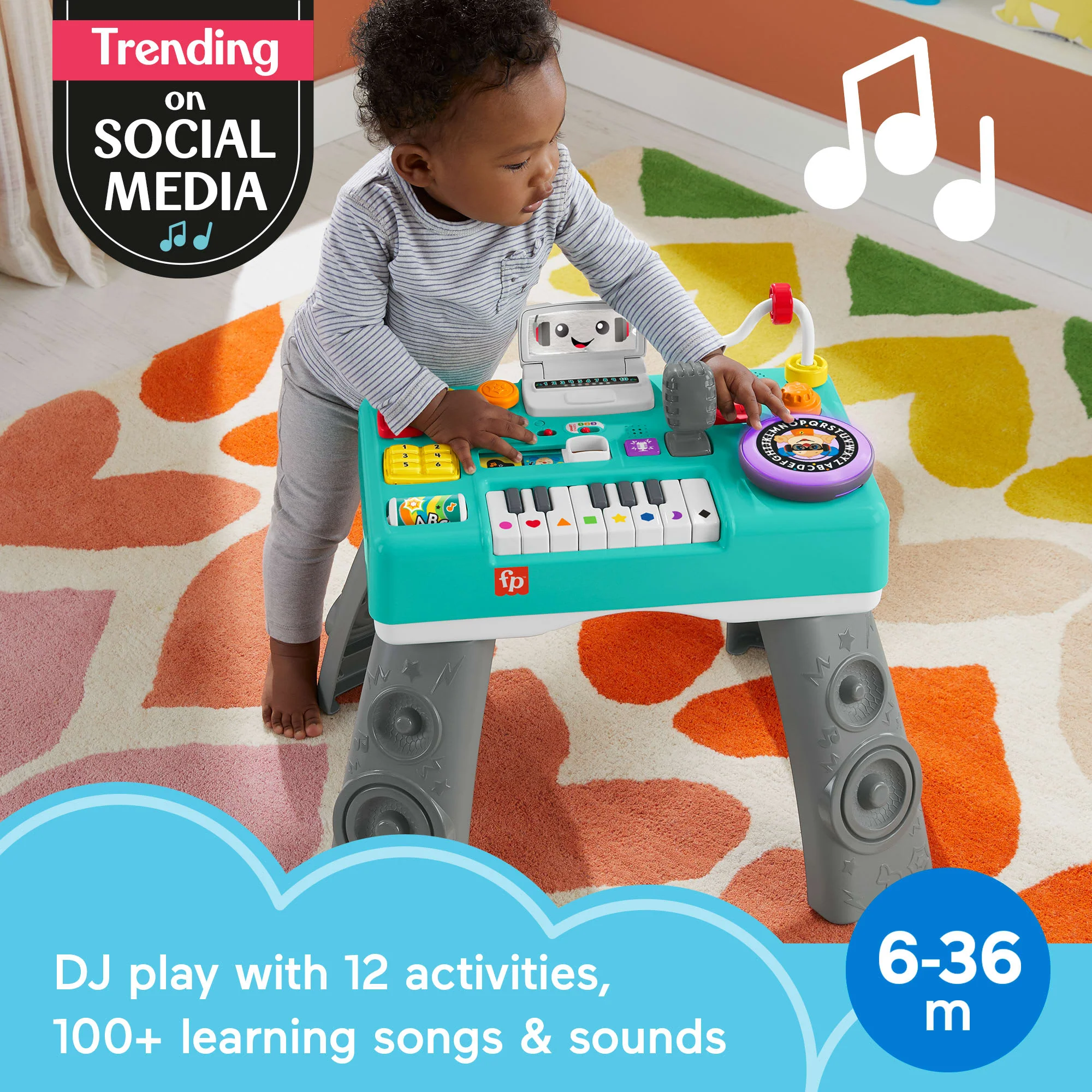 Fisher-Price Laugh & Learn Mix & Learn DJ Table, Musical Learning Toy For Baby & Toddler - Image 2