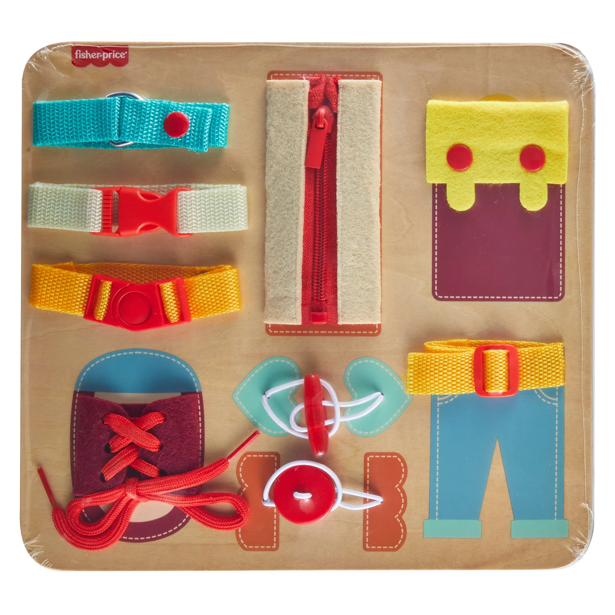 Fisher-Price Montessori Wooden Dressing Busy Board Learning Activity For Kids - Image 6