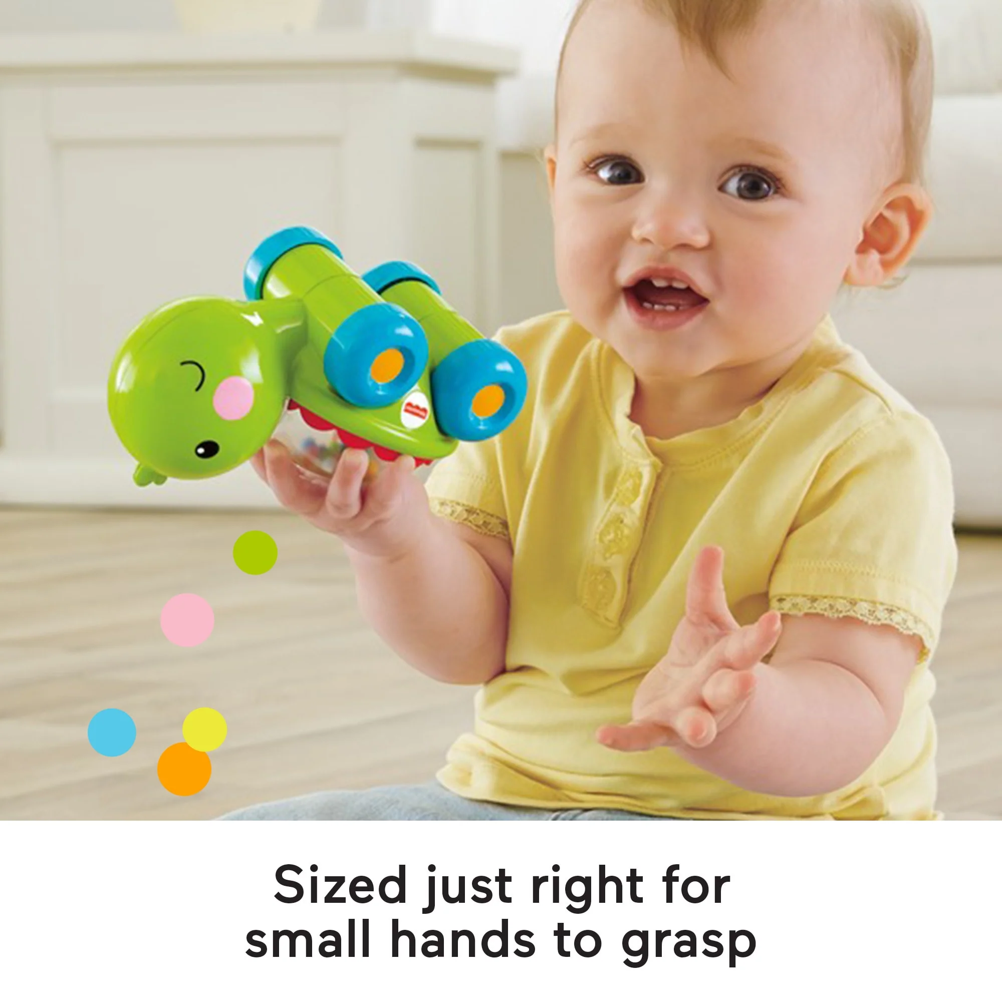 Fisher-Price Poppity Pop Turtle Push-Along Vehicle With Sounds For Infant Crawling Play - Image 4