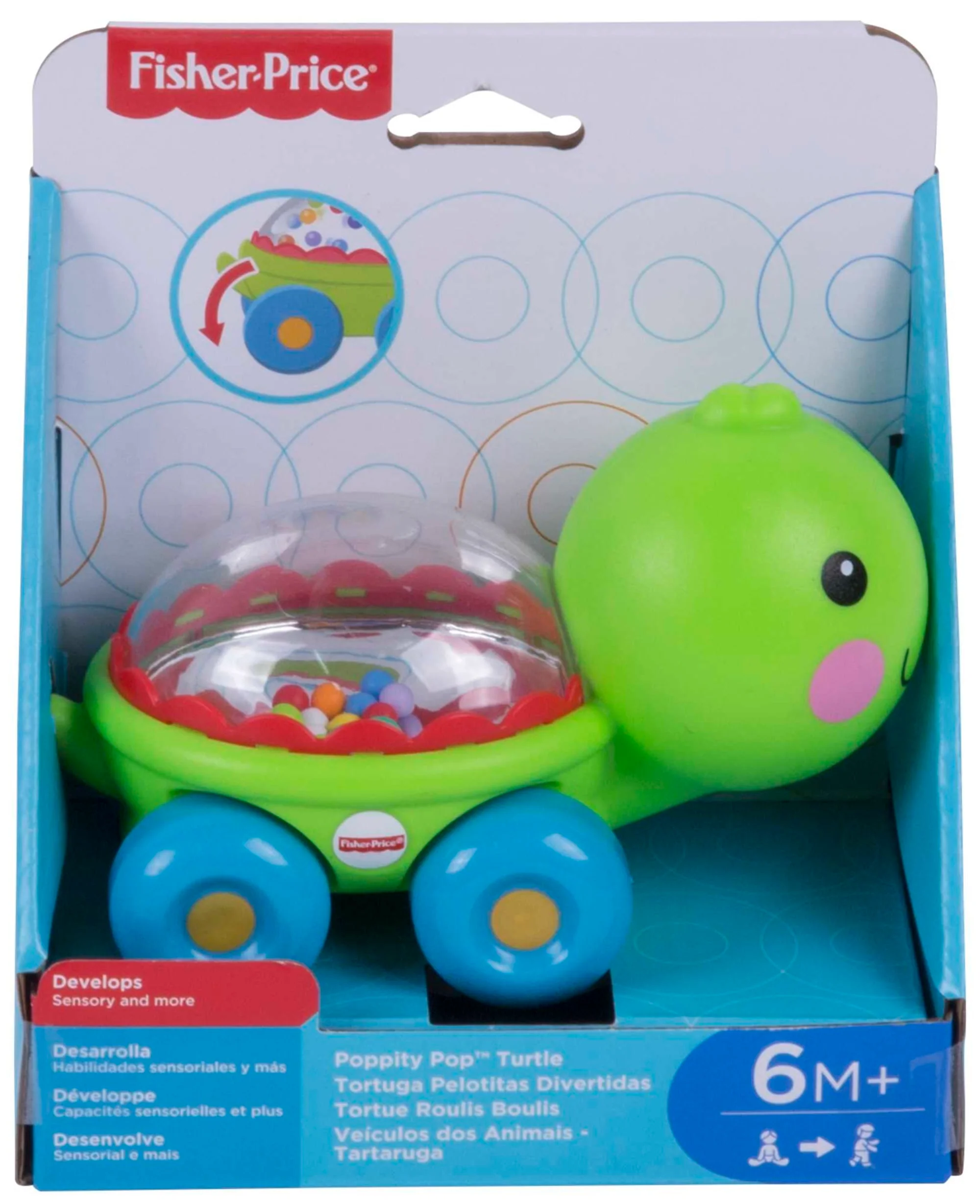 Fisher-Price Poppity Pop Turtle Push-Along Vehicle With Sounds For Infant Crawling Play - Image 6