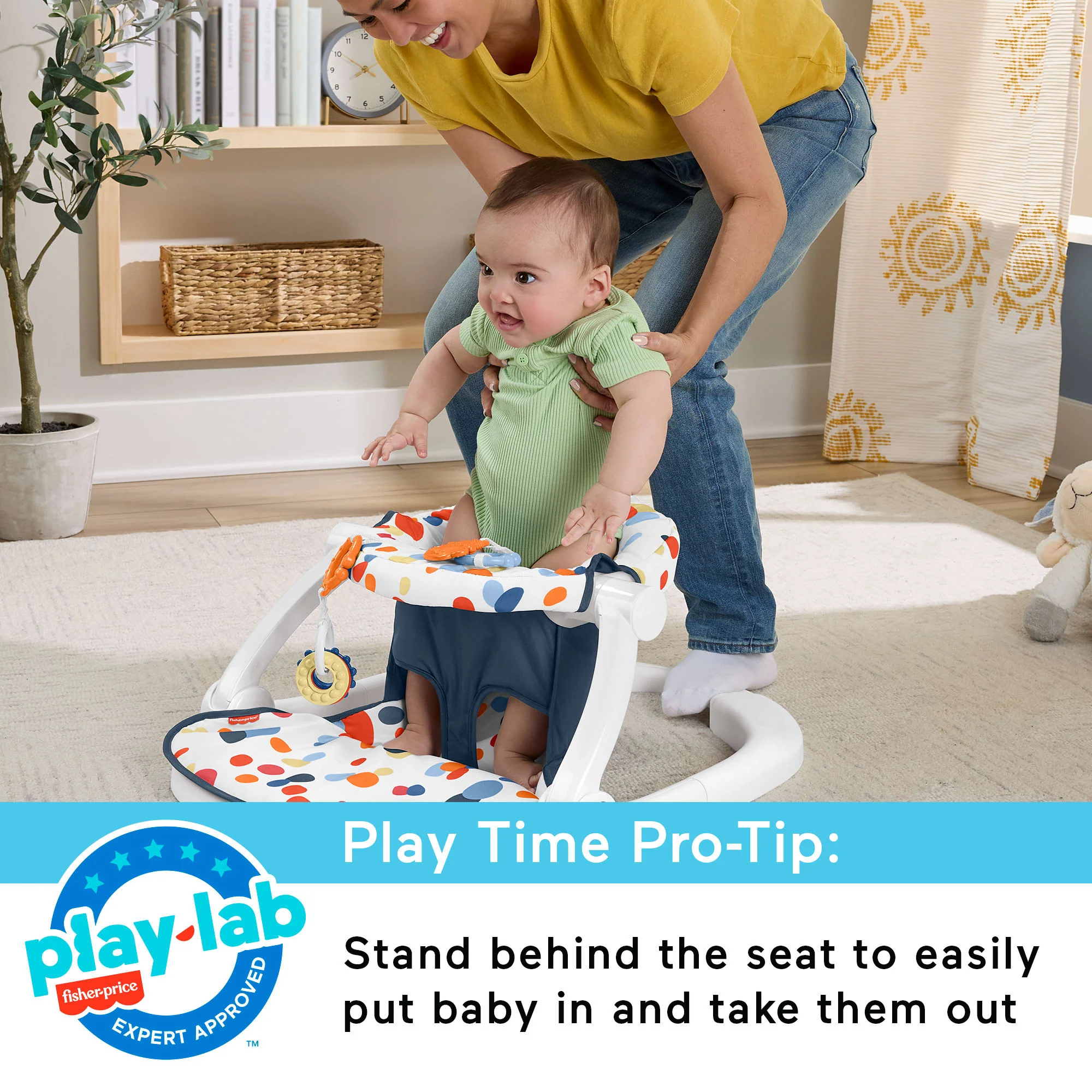 Fisher-Price Sit-Me-Up Floor Seat, Portable Baby Chair & 2 Developmental Newborn Toys, Darling Dots - Image 4