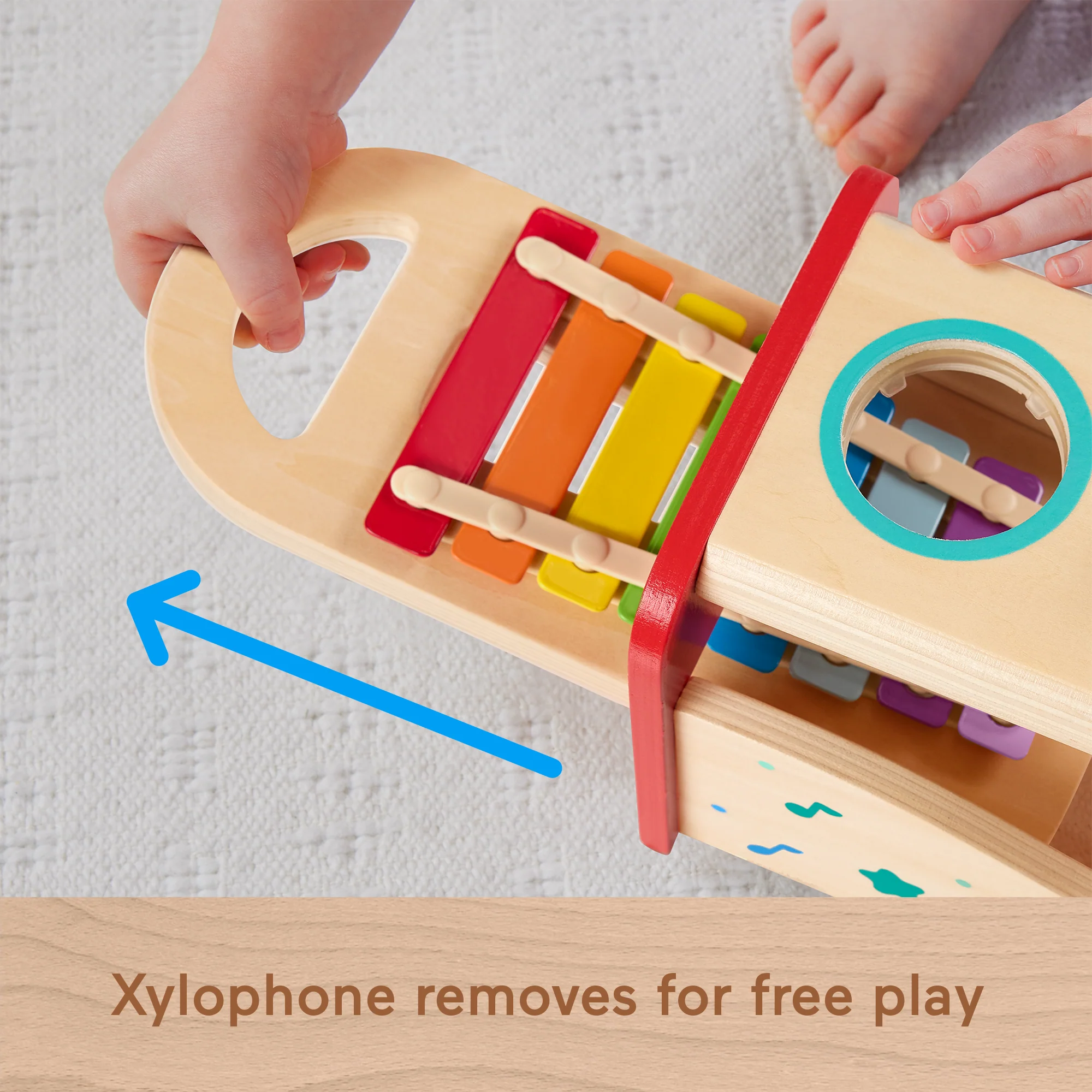 Fisher-Price Wood Toddler Toy Pound & Tap Bench Xylophone, 6-Piece Wooden Musical Activity For Preschool Kids Ages 18+ Months - Image 4