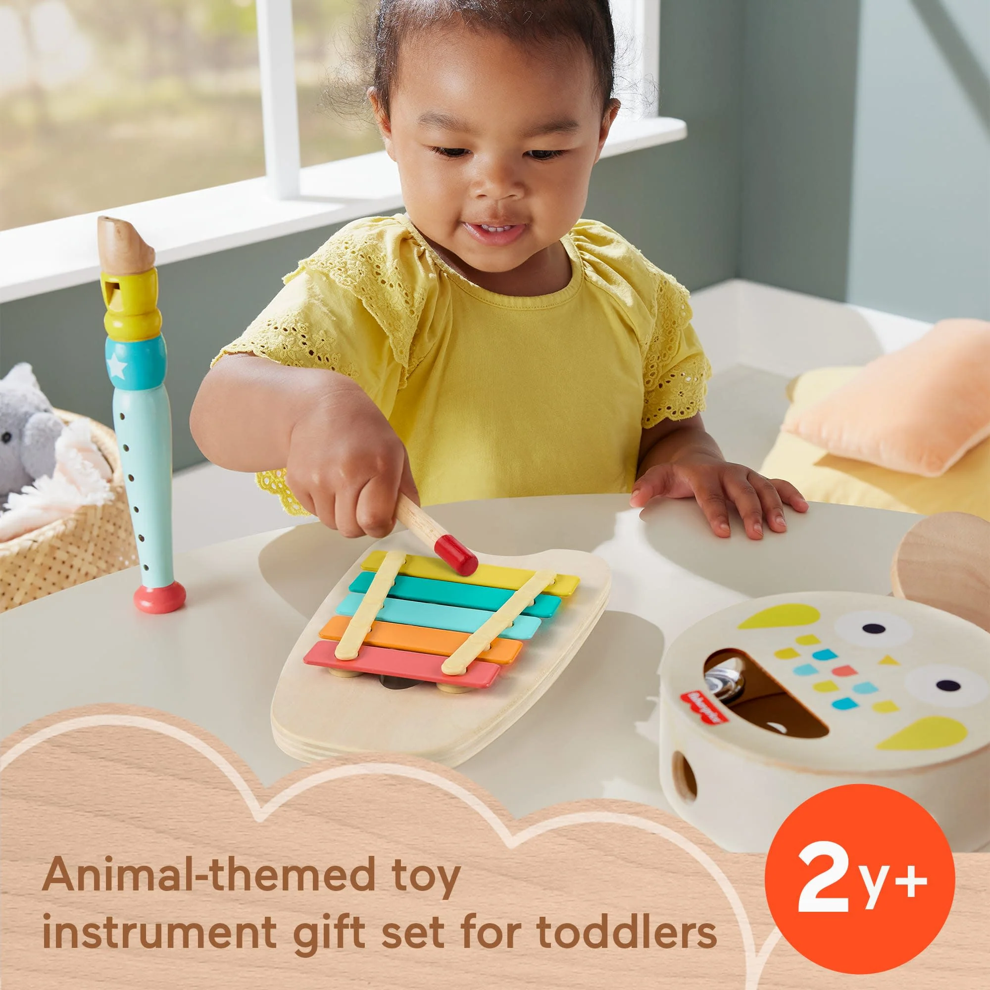 Fisher-Price Wooden Musical instruments Gift Set Toddler Creative Play, 6 Wood Pieces - Image 2