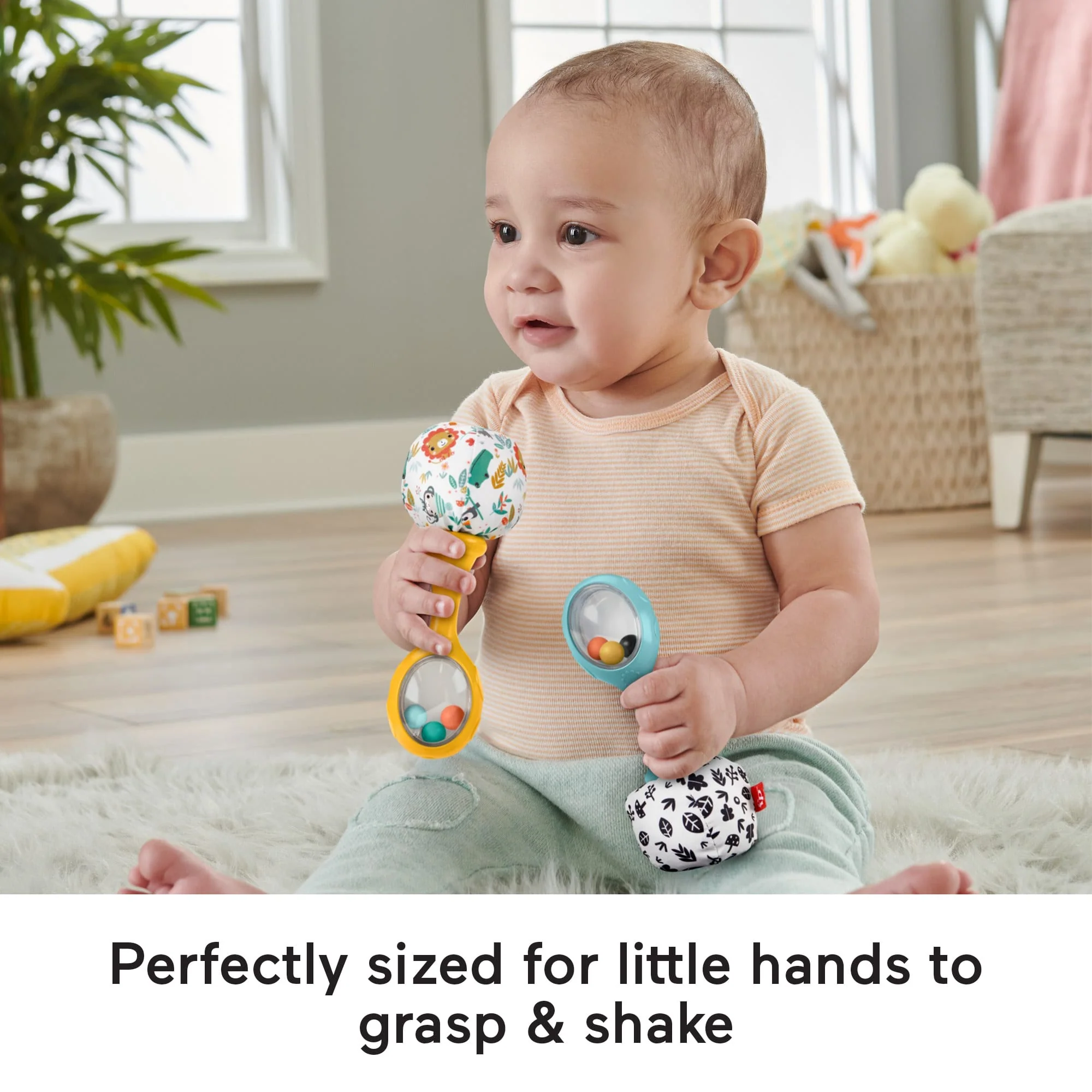 Fisher-Price Baby Rattle ‘n Rock Maracas Toys, Set Of 2 For infants 3+ Months, High Contrast - Image 3