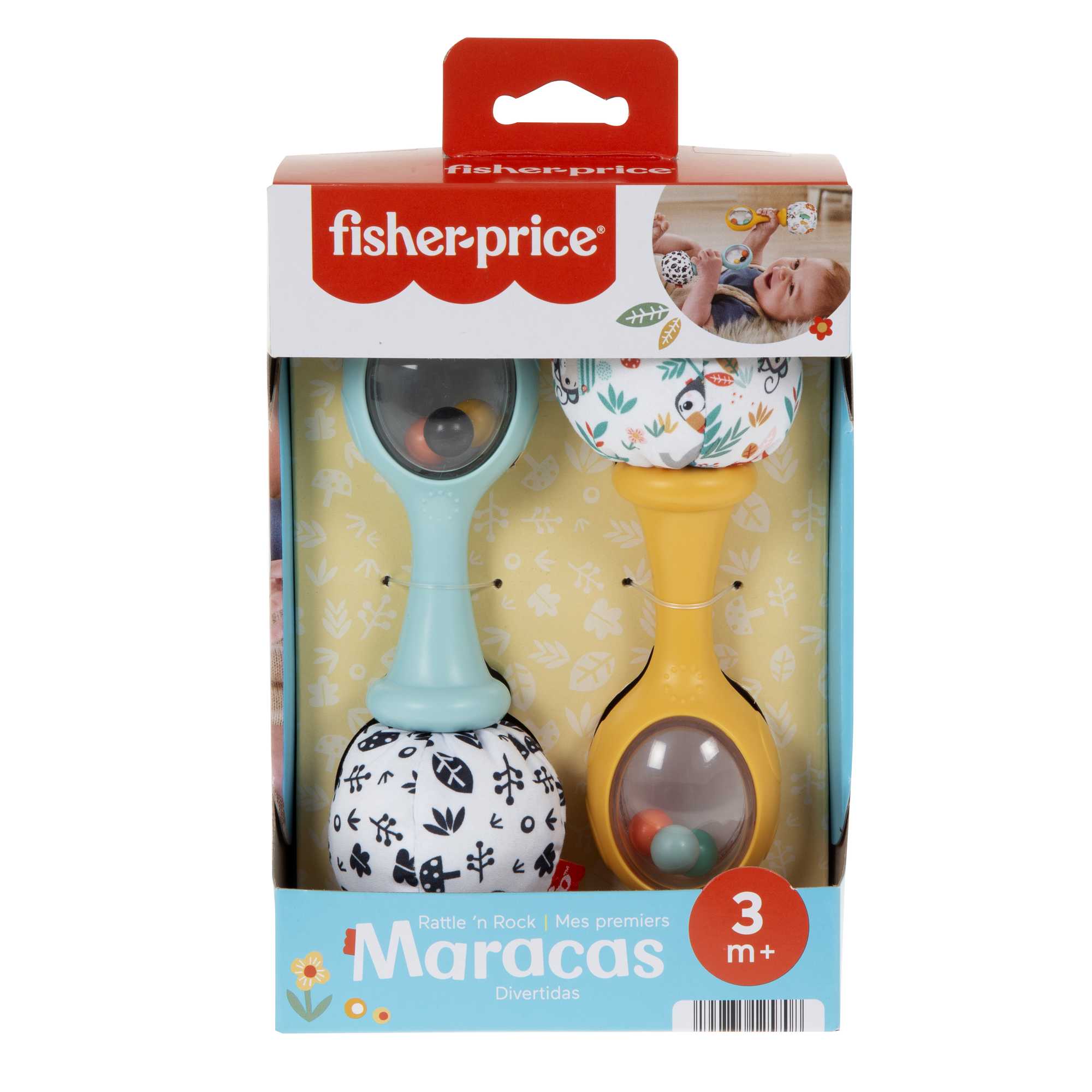 Fisher-Price Baby Rattle ‘n Rock Maracas Toys, Set Of 2 For infants 3+ Months, High Contrast - Image 6