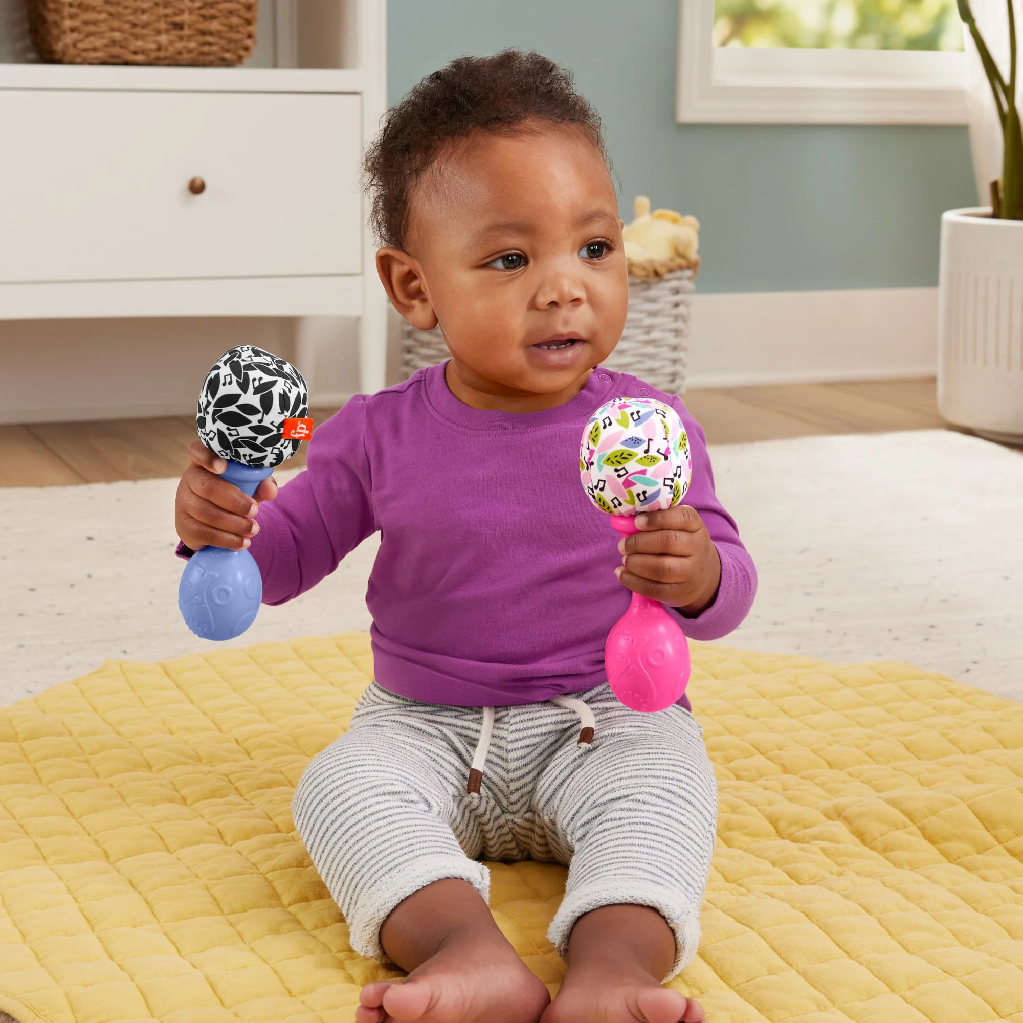 Fisher-Price Rattle ‘n Rock Maracas Set Of 2 Baby Rattles, Newborn Toys, Pink - Image 2