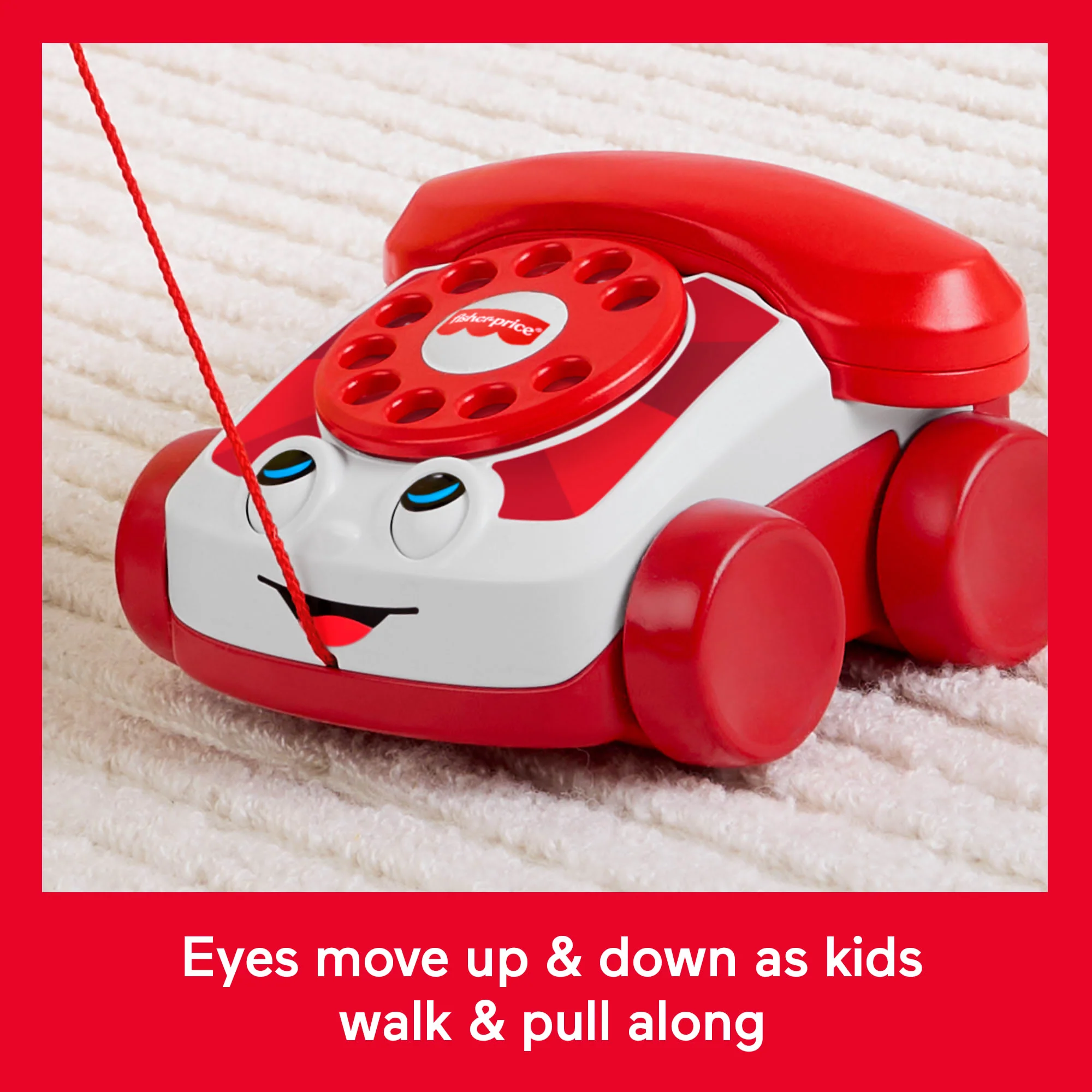 Fisher-Price Red Chatter Telephone Baby & Toddler Pull Toy, Mattel 80th Anniversary Edition - Image 4