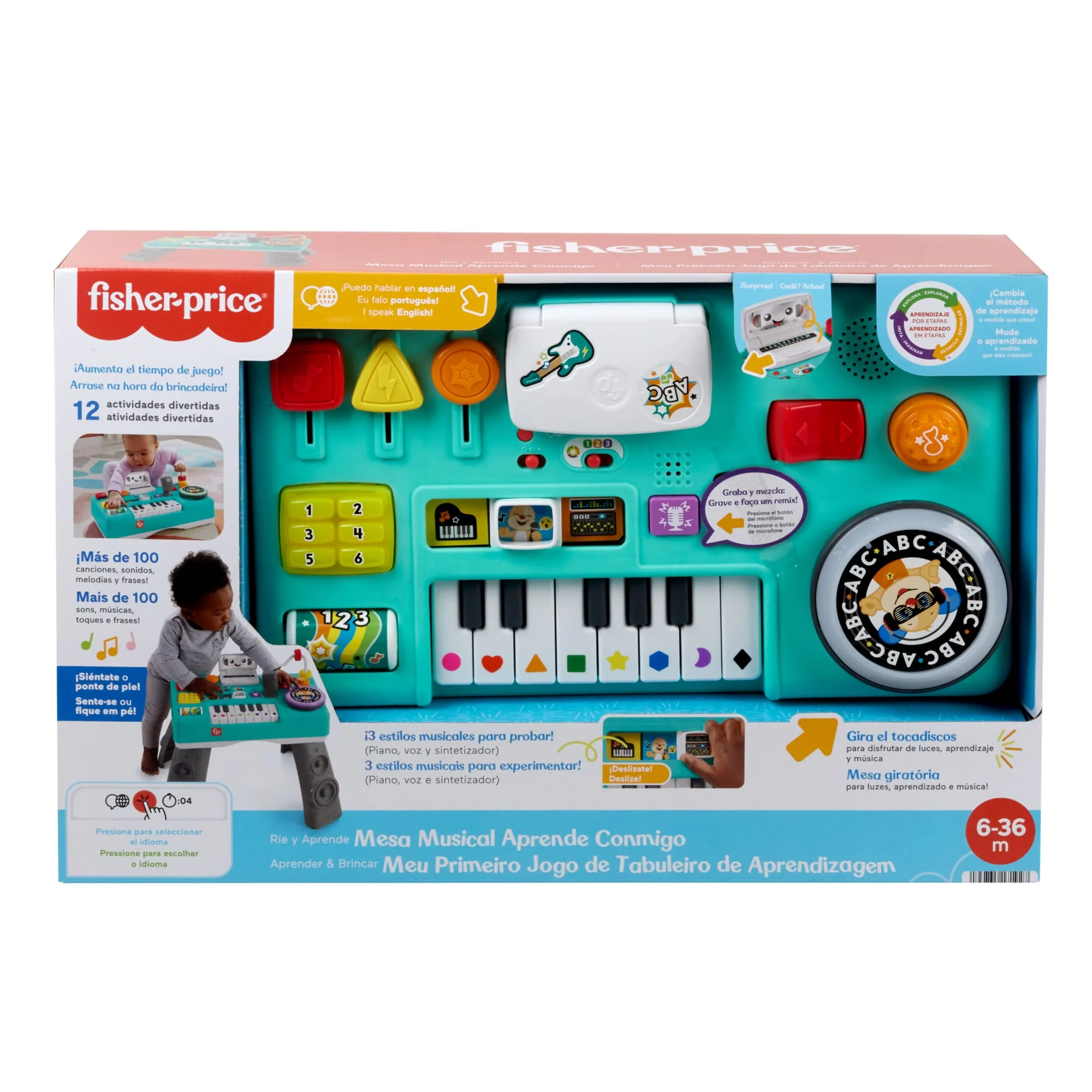 Fisher-Price Ríe y Aprende Juguete para Bebés Mesa Musical Aprende Conmigo - Image 7
