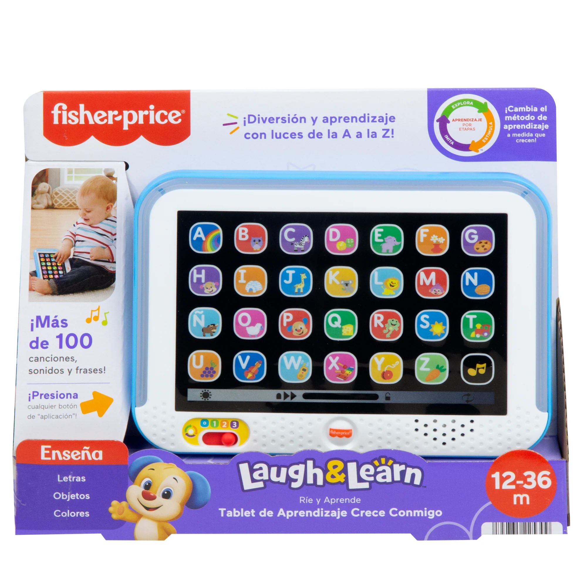 Fisher-Price Ríe y Aprende Juguete para Bebés Tablet De Aprendizaje Crece Conmigo Azul - Image 6
