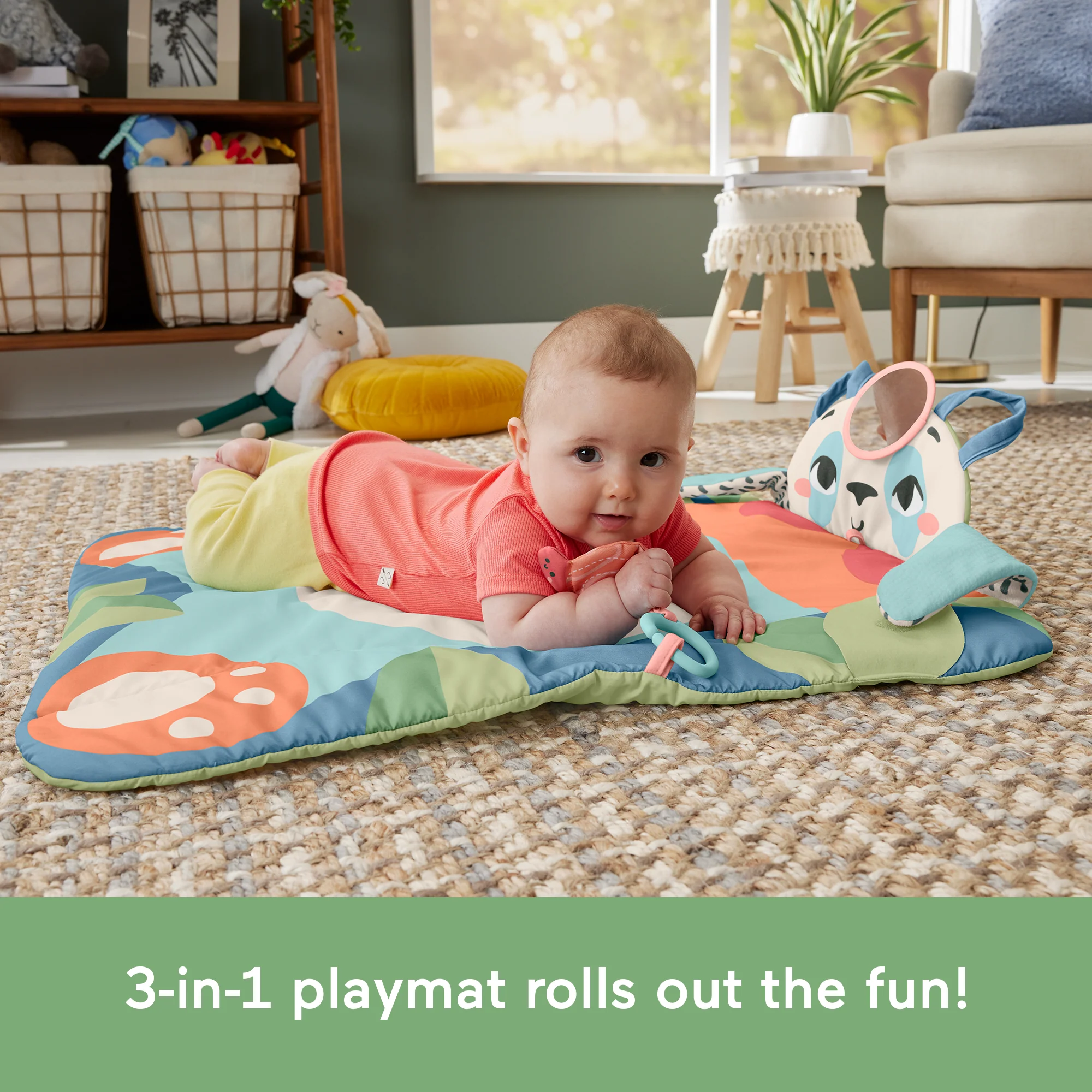 Fisher-Price Planet Friends Roly-Poly Panda Baby Activity Play Mat With 2 Toys - Image 3