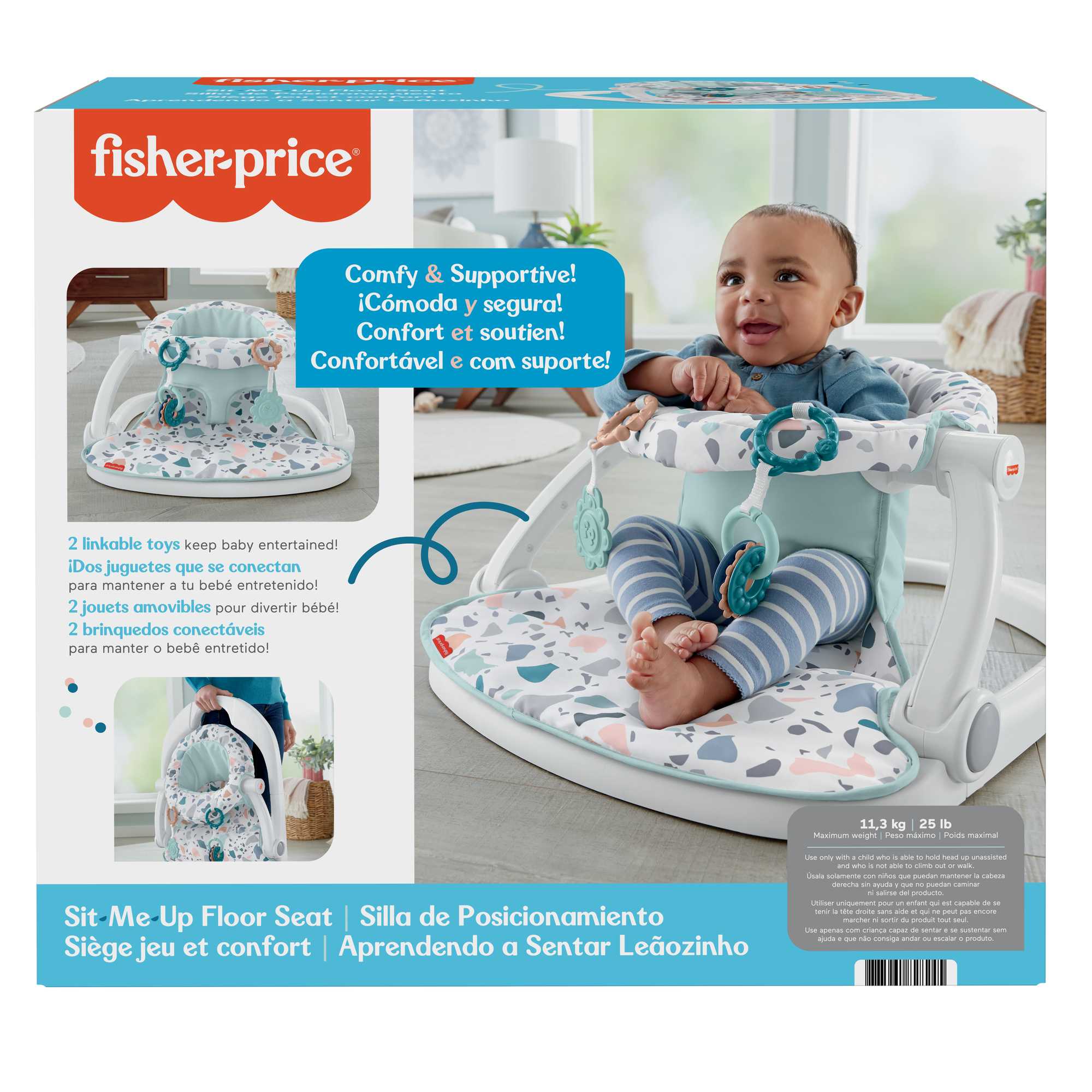Fisher-Price Sit-Me-Up Floor Seat Portable Baby Chair With Toys, Pacific Pebble - Image 6