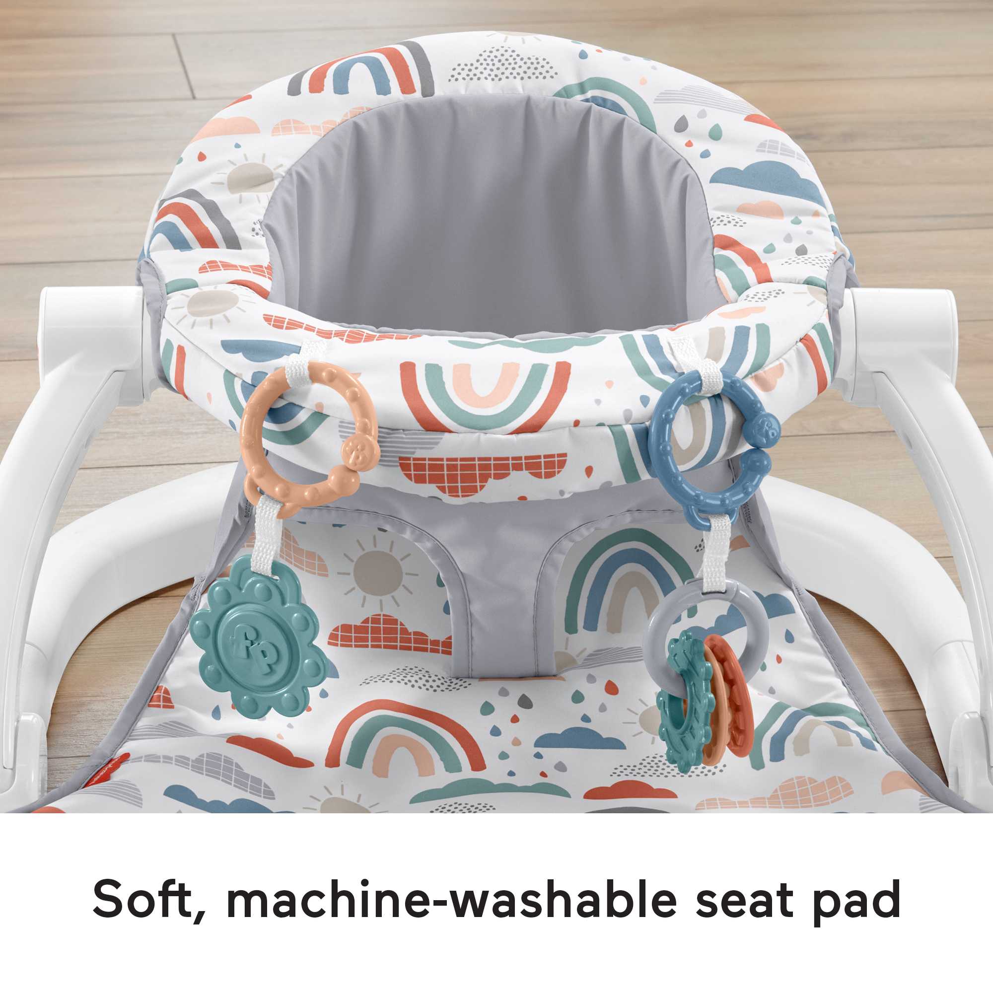 Fisher-Price Sit-Me-Up Floor Seat Portable Baby Chair With Toys, Rainbow Showers - Image 5