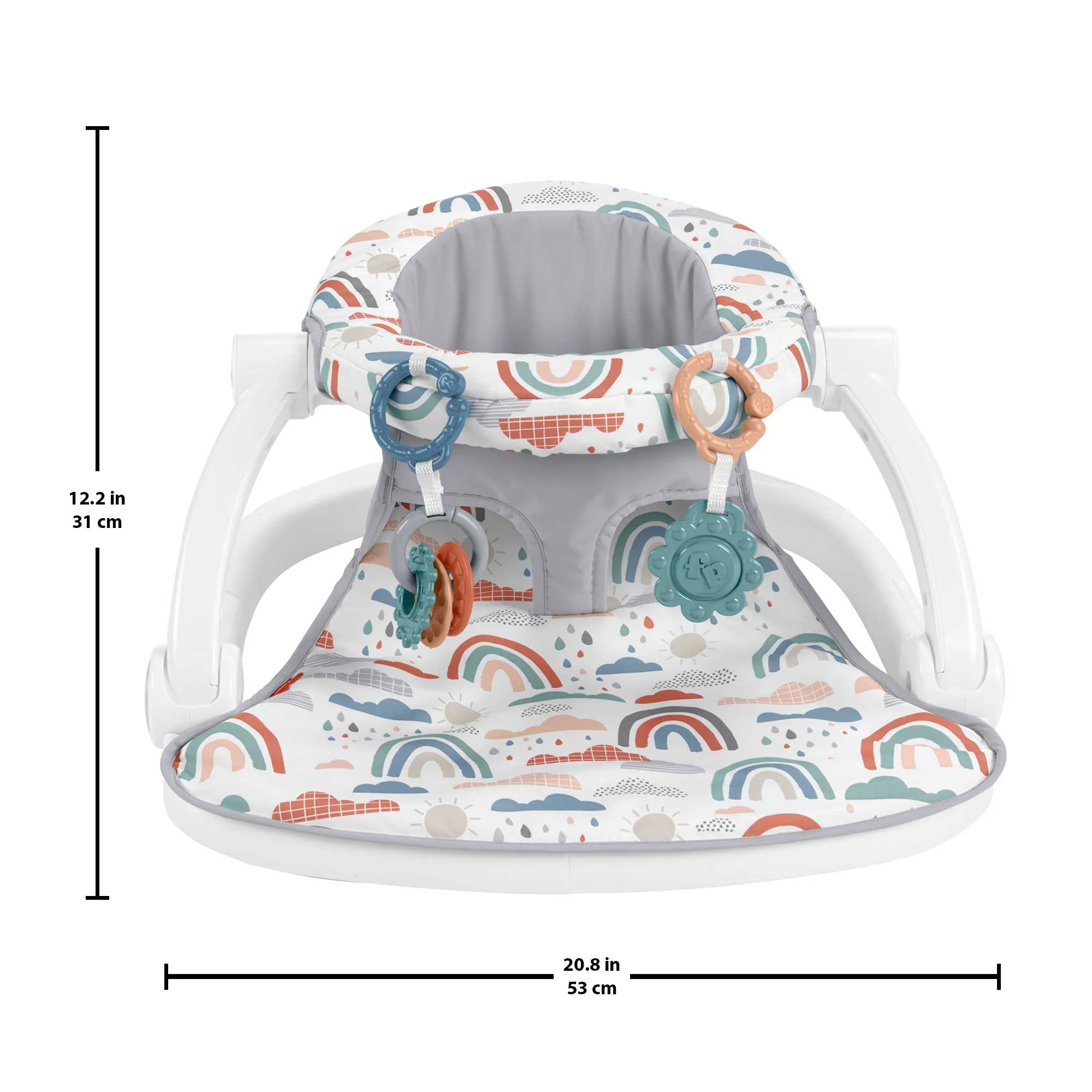 Fisher-Price Sit-Me-Up Floor Seat Portable Baby Chair With Toys, Rainbow Showers - Image 6