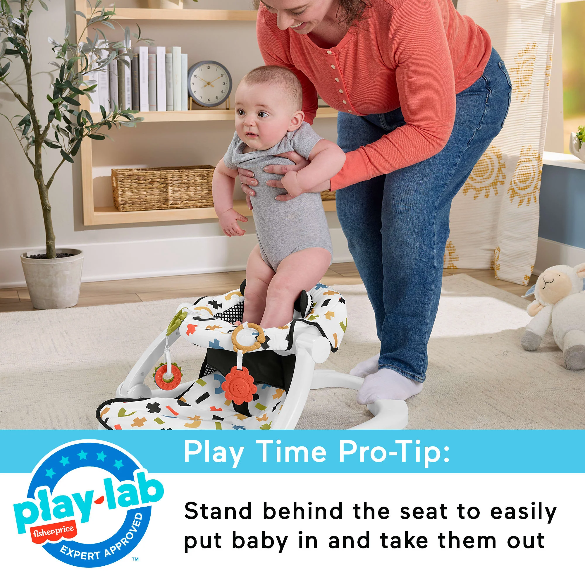 Fisher-Price Sit-Me-Up Floor Seat, Portable Baby Chair & 2 Developmental Newborn Toys, Cute Cow - Image 5