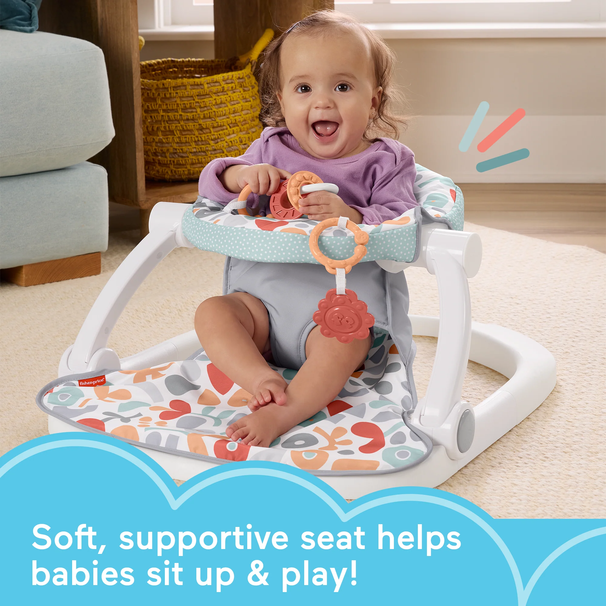 Fisher-Price Portable Baby Chair With Toys, Sit-Me-Up Floor Seat, Fresh Floral - Image 2