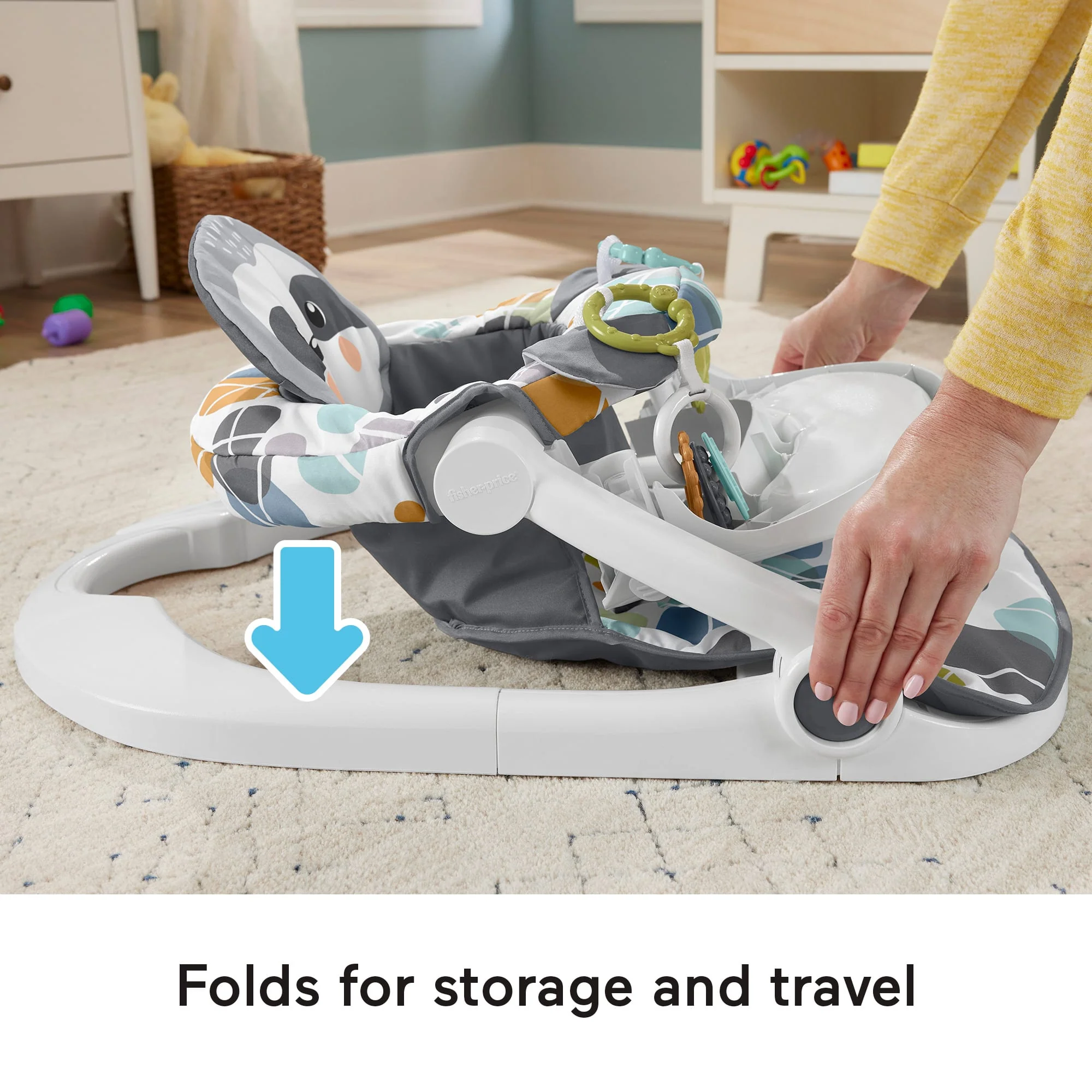 Fisher-Price Sit-Me-Up Floor Seat With Tray, Portable Baby Chair With Toys, Cute Sloth - Image 4