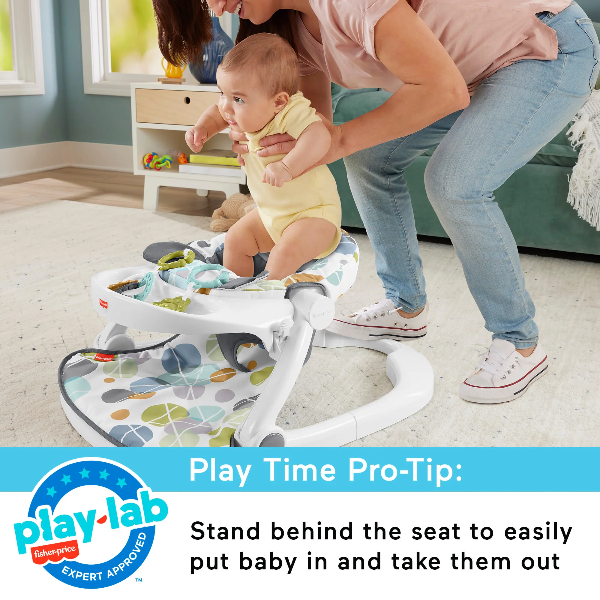 Fisher-Price Sit-Me-Up Floor Seat With Tray, Portable Baby Chair With Toys, Cute Sloth - Image 5