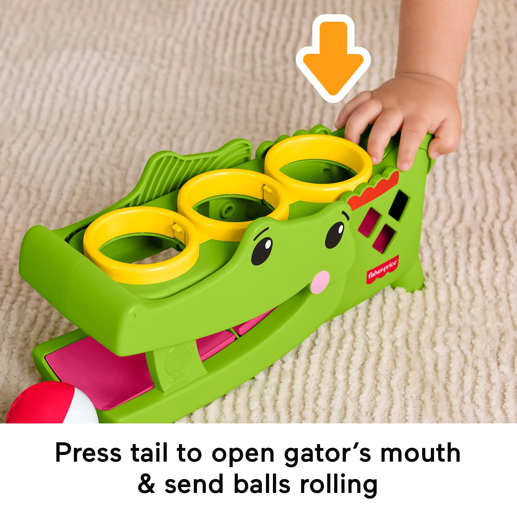 Fisher-Price Sit & Tap Rolligator, Pounding Activity Toy For Baby Crawling Play, 3 Balls & Hammer - Image 3