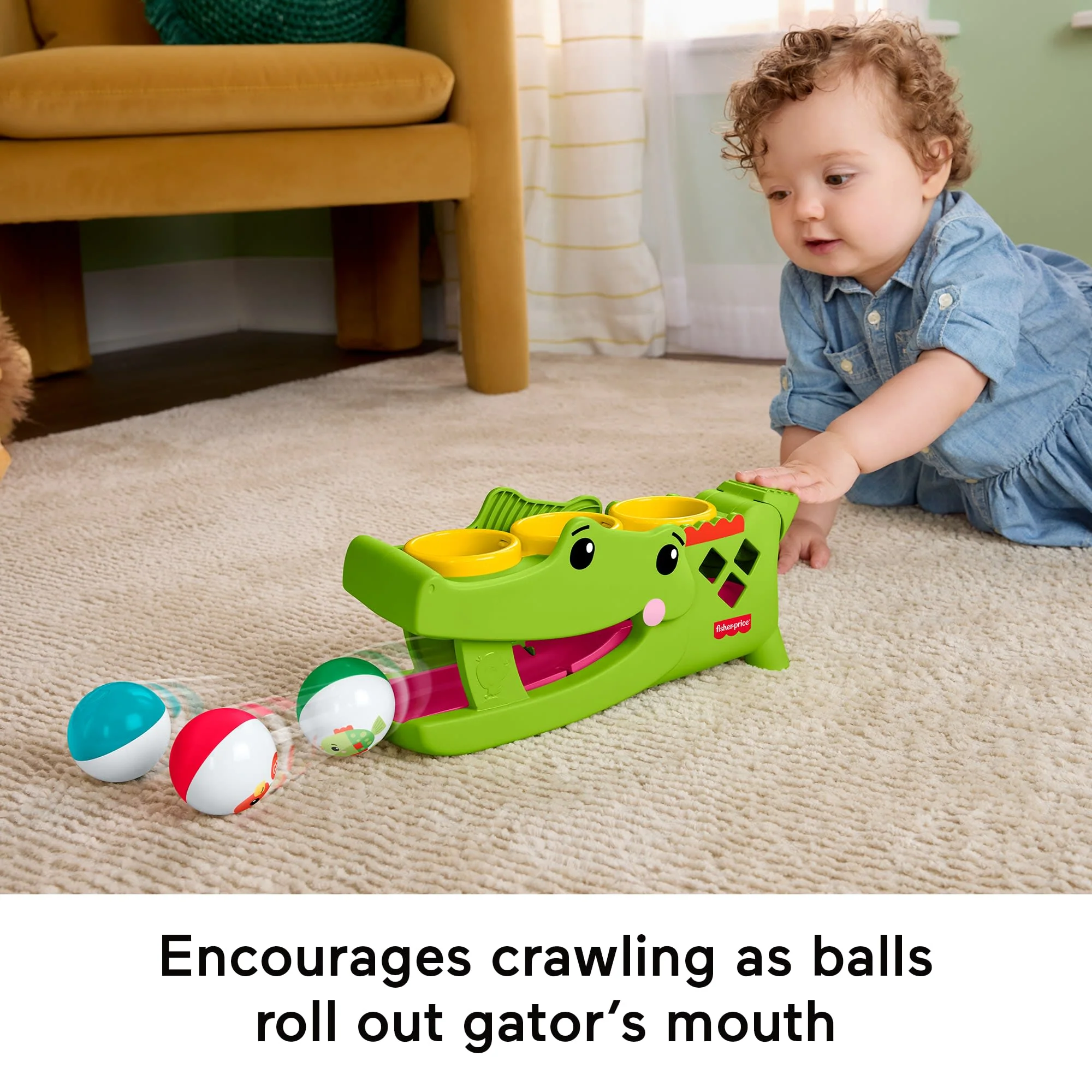 Fisher-Price Sit & Tap Rolligator, Pounding Activity Toy For Baby Crawling Play, 3 Balls & Hammer - Image 5