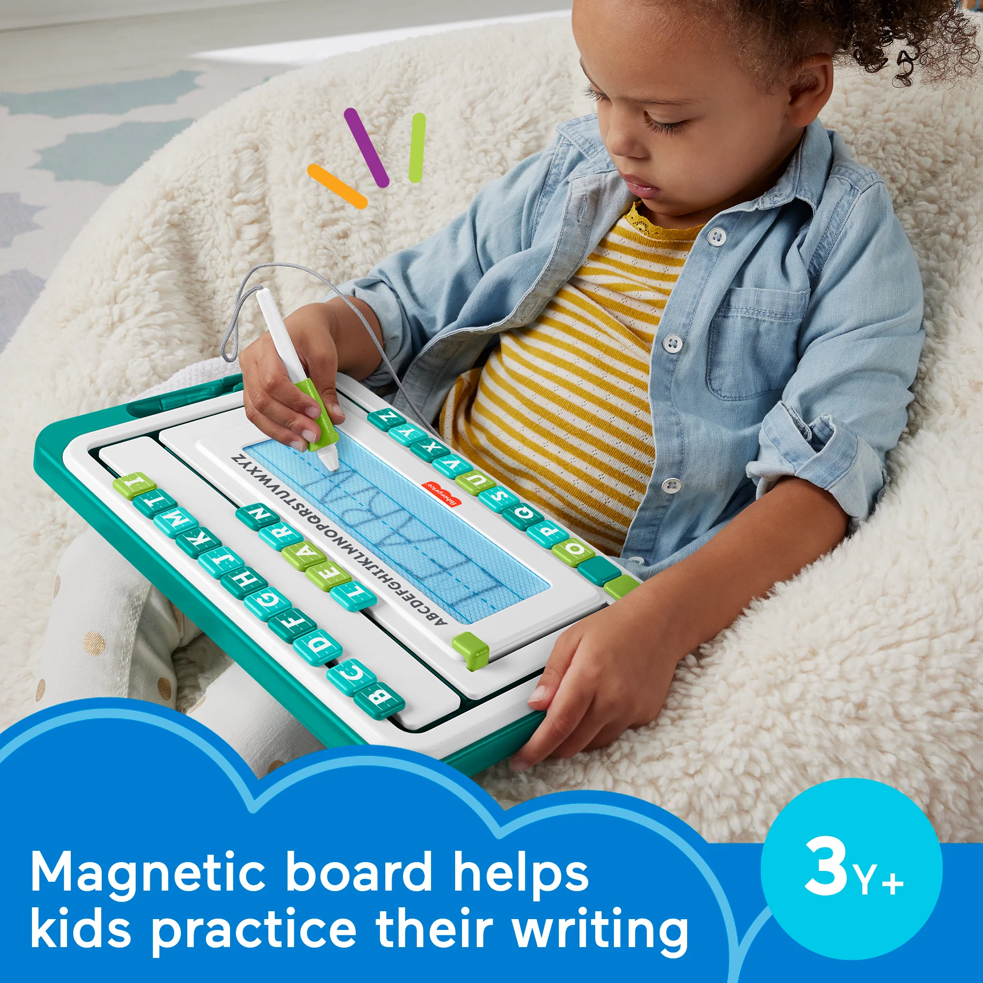 Fisher-Price think & Learn Alpha Slidewriter Preschool Toy Magnetic Drawing Tablet - Image 2