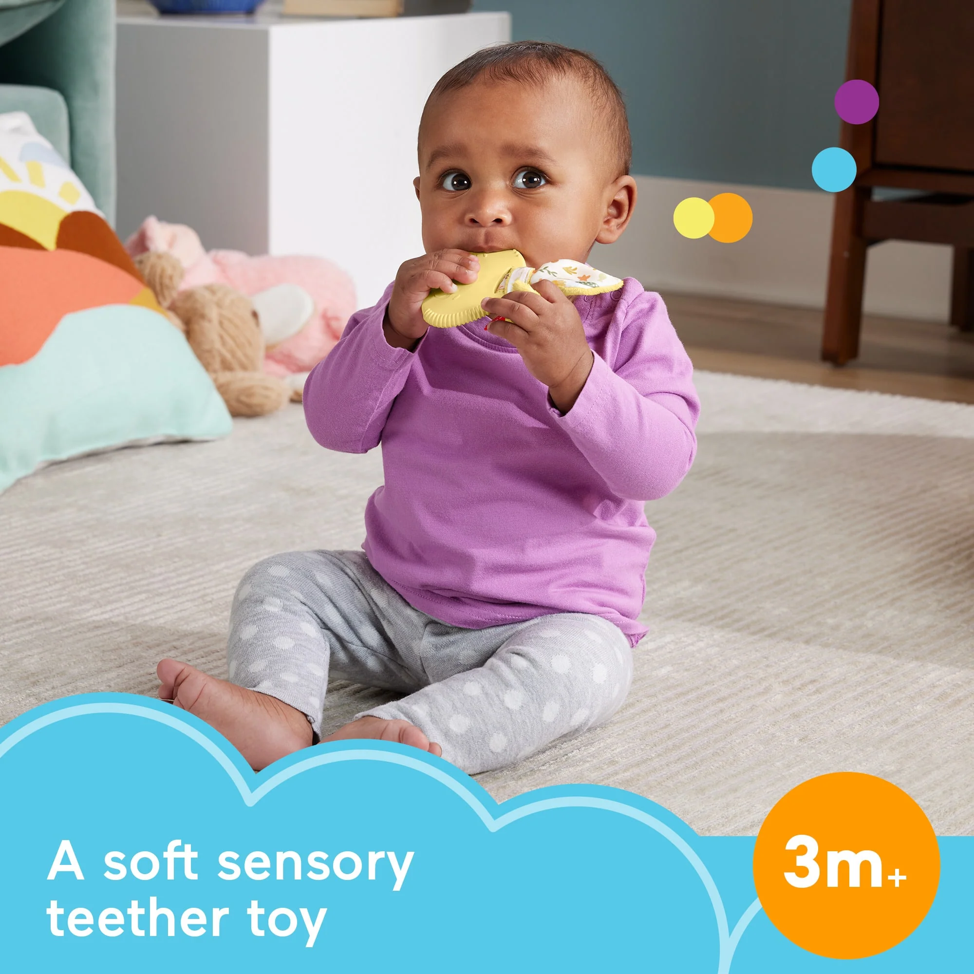Fisher Price Snuggle Bunny Teether Baby Toy With Fine Motor Activity For Newborns - Image 2
