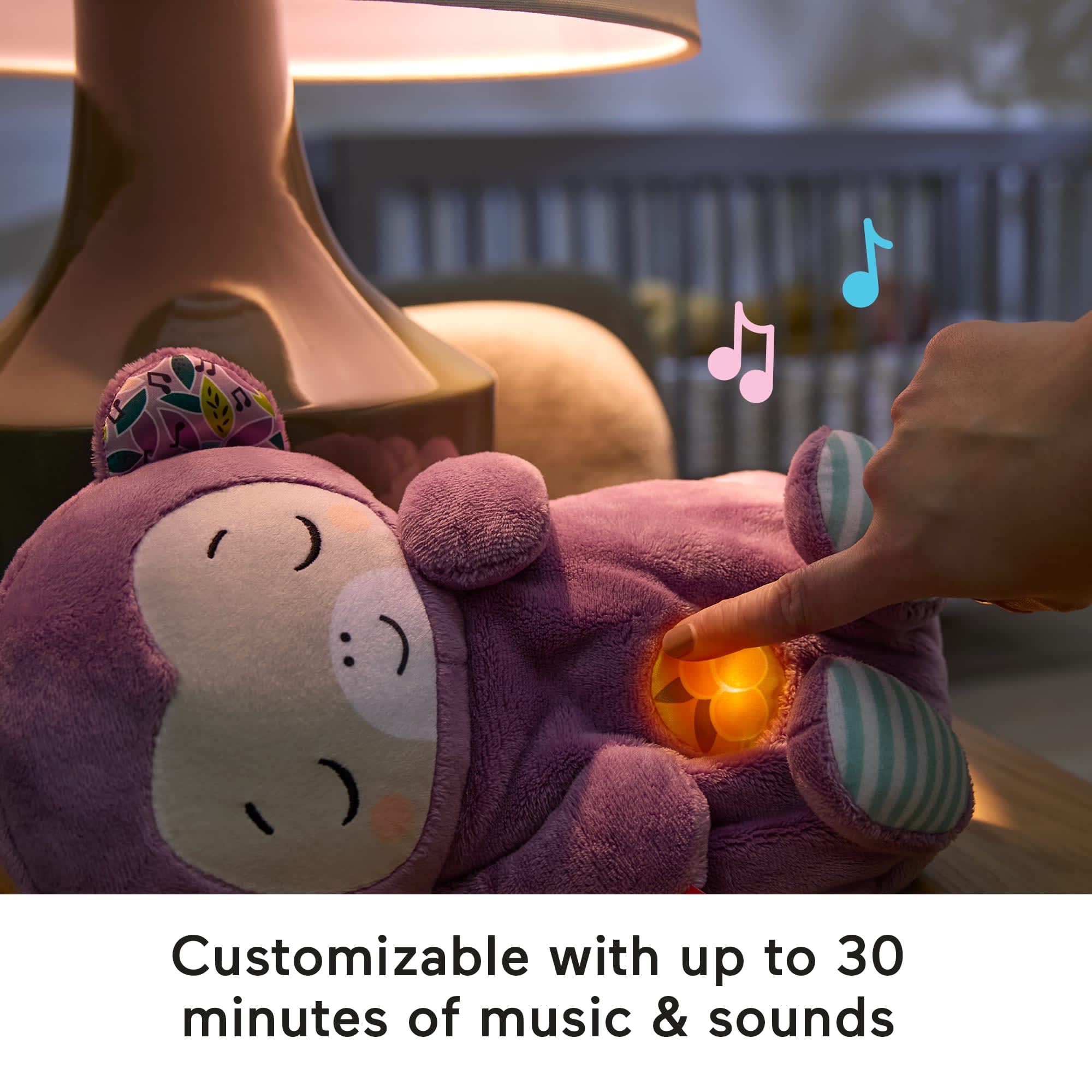 Fisher-Price Soothe ‘n Snuggle Purple Monkey Baby Toy & Sound Machine With Breathing Motion - Image 4