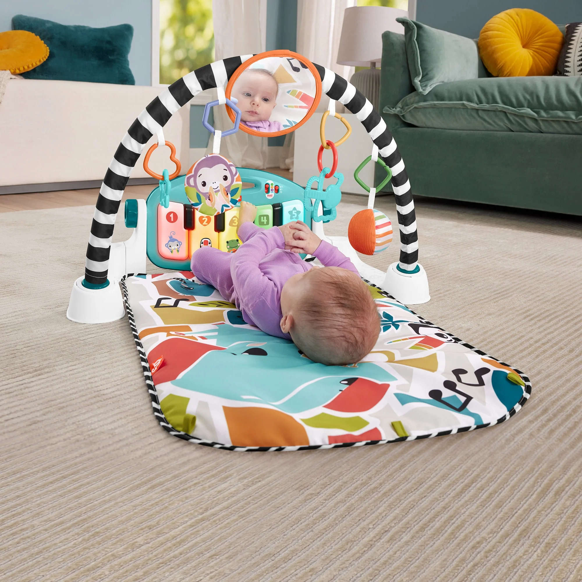 Fisher-Price  Tapis Piano Lumières et Apprentissage, Bleu, Français - Image 2