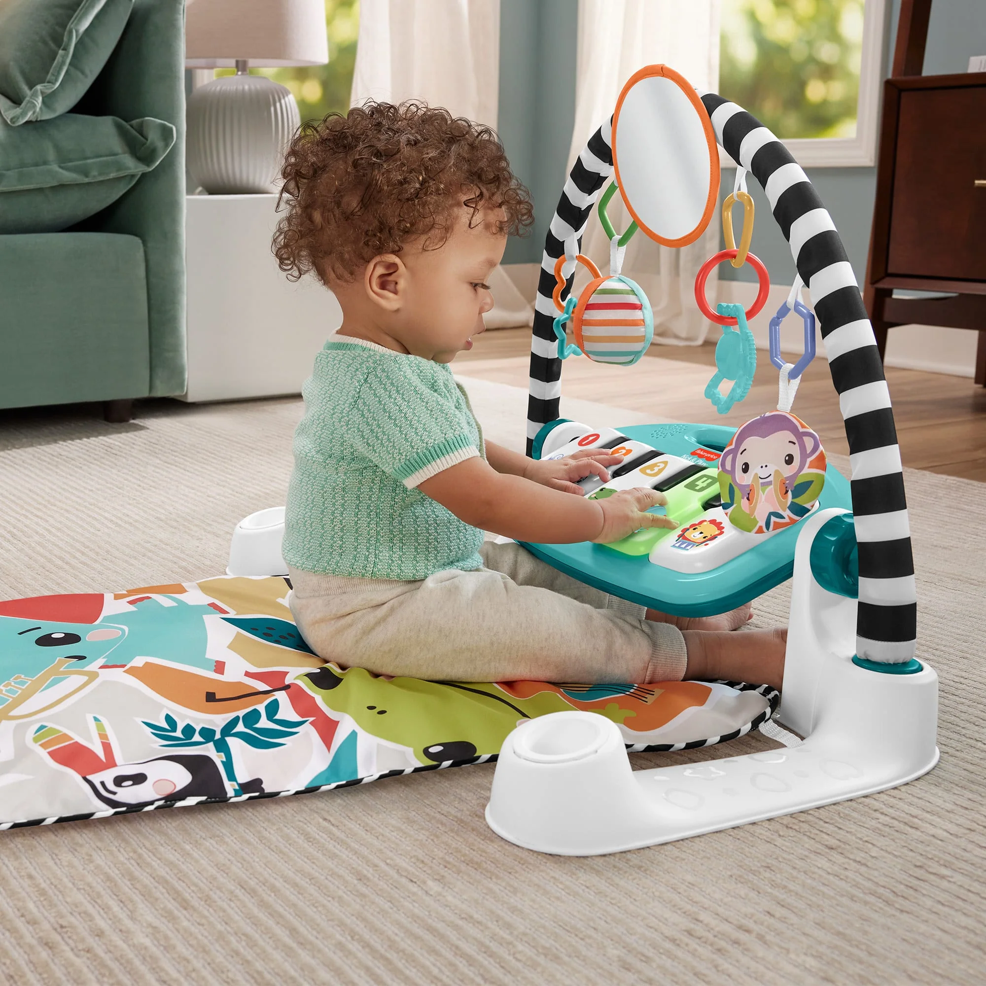 Fisher-Price  Tapis Piano Lumières et Apprentissage, Bleu, Français - Image 4