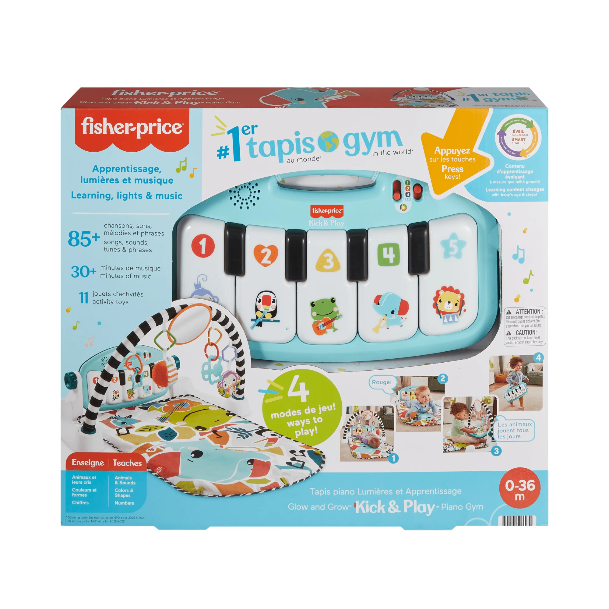 Fisher-Price  Tapis Piano Lumières et Apprentissage, Bleu, Français - Image 6