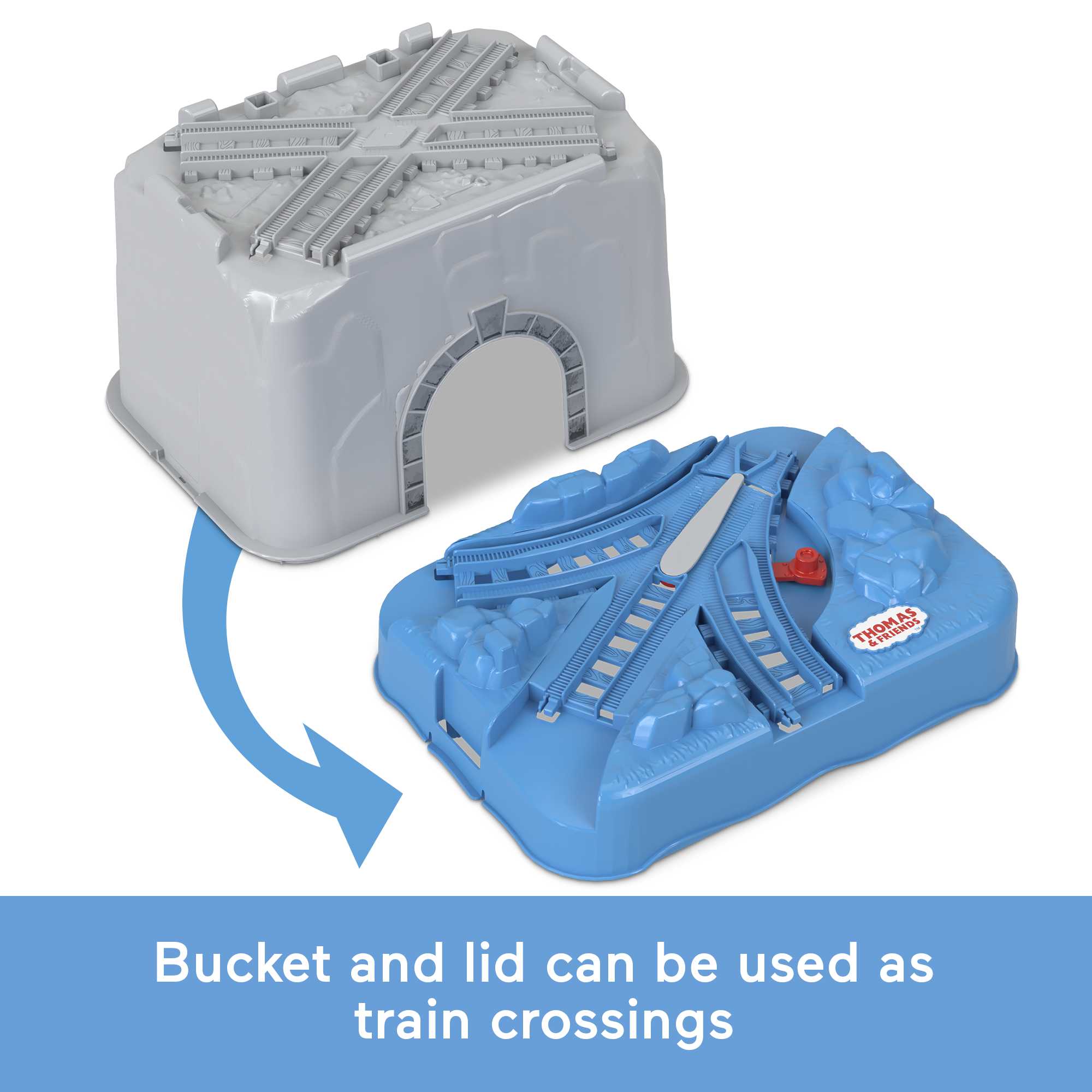 Thomas & Friends Train Tracks Set, Connect & Build Track Bucket, 34-Piece Preschool Toy - Image 3