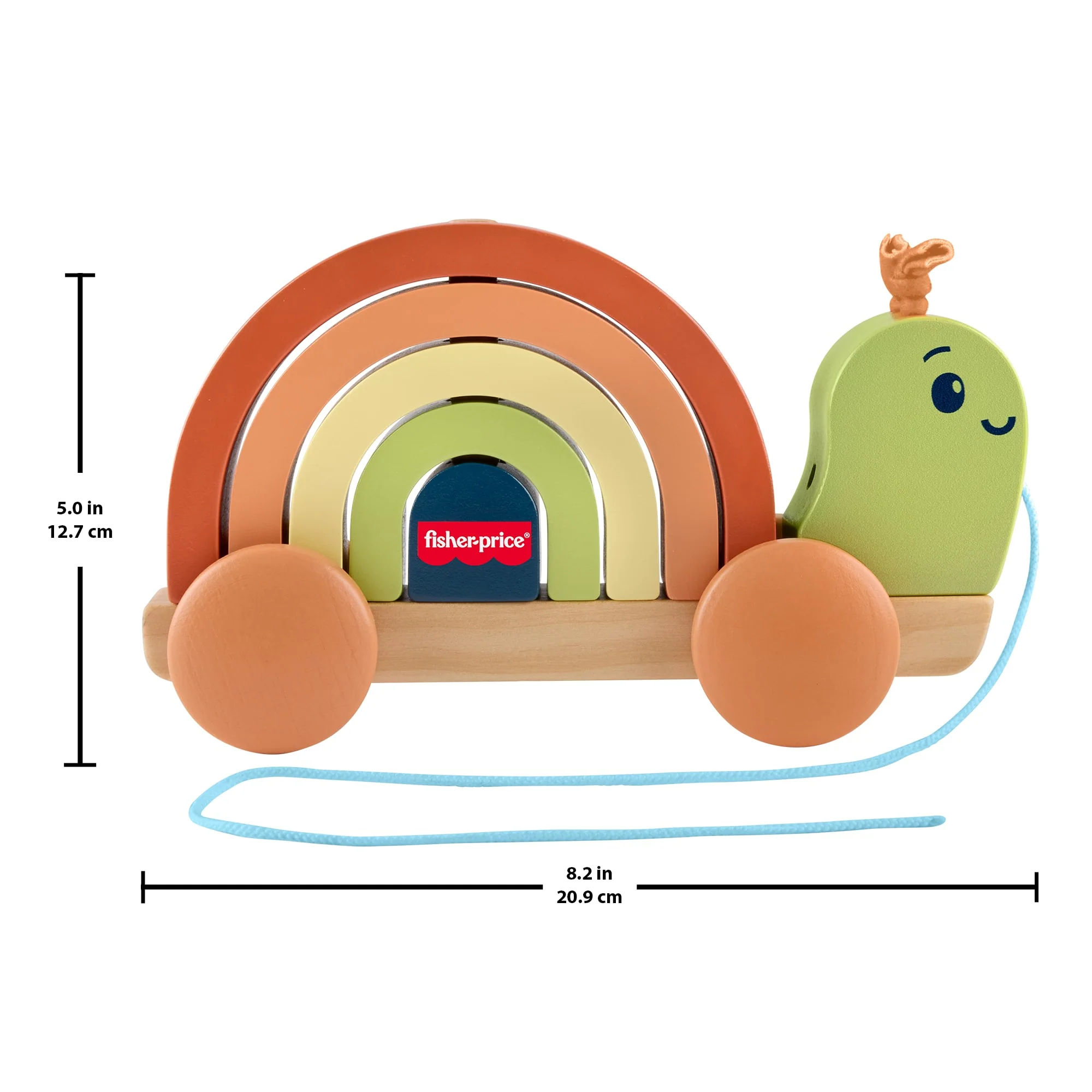 Fisher-Price Tiny Garden Wooden Pull-Along Stacking Snail Toddler Toy, 6 Wood Pieces - Image 6