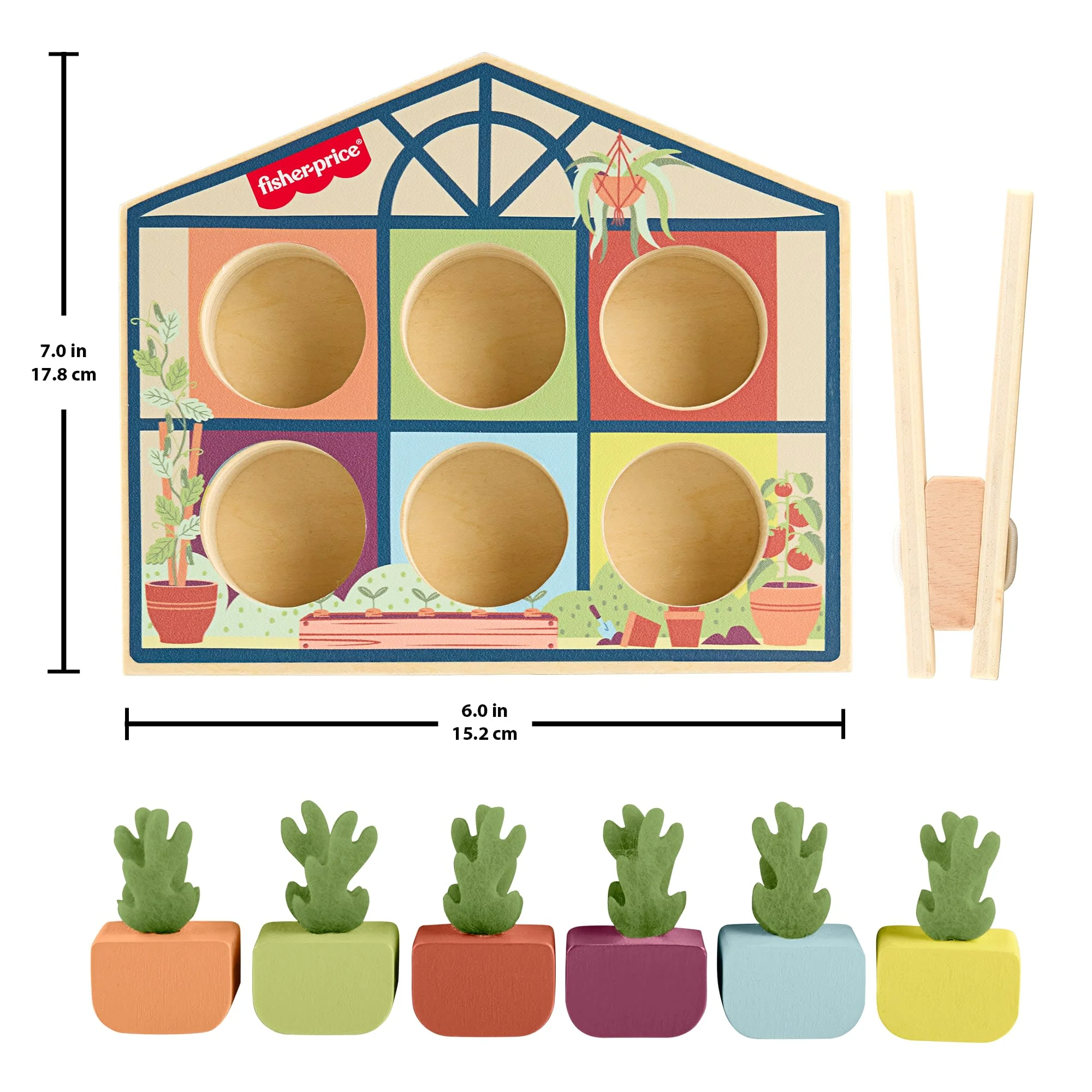 Fisher-Price Tiny Garden Wooden Sorting Greenhouse Activity Toy For Preschool Kids - Image 6