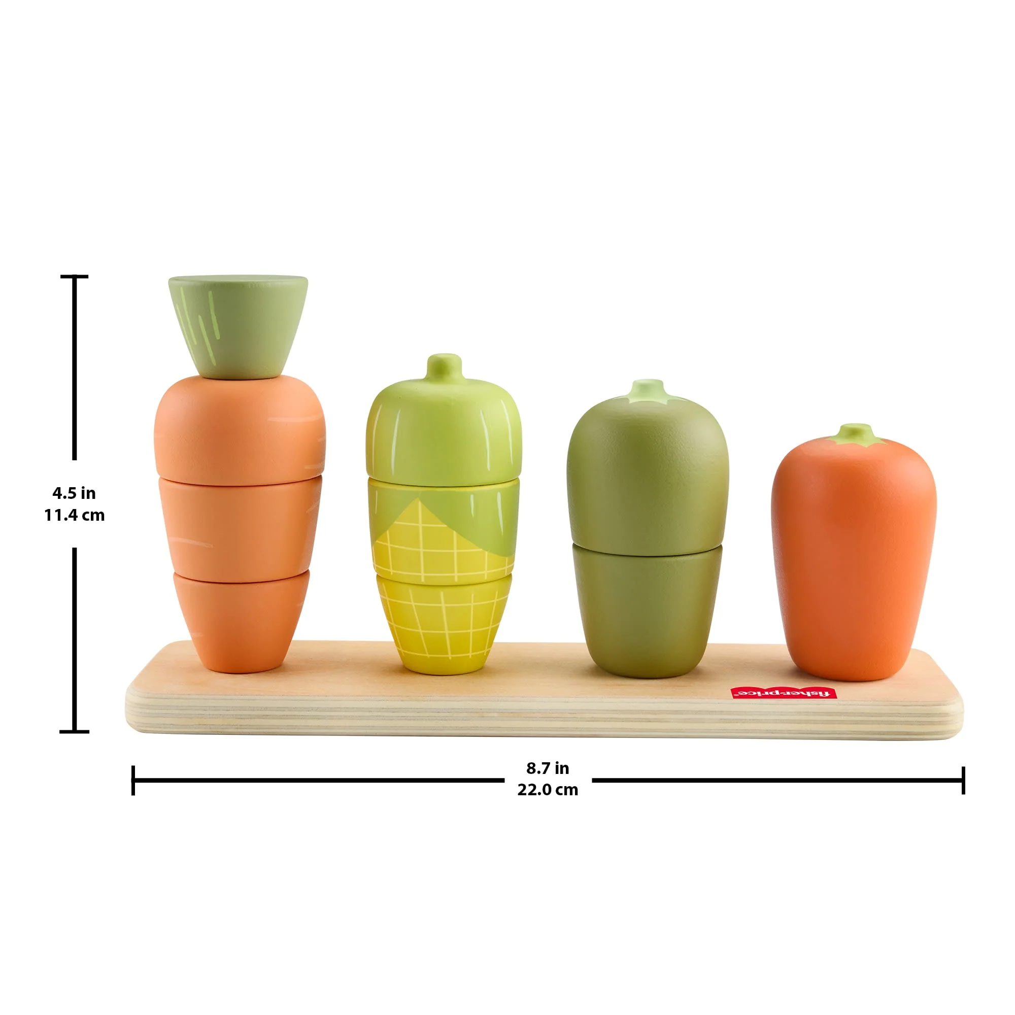 Fisher-Price Tiny Garden Wooden Veggie Stacker Toddler Activity Toy, 11 Wood Pieces - Image 6
