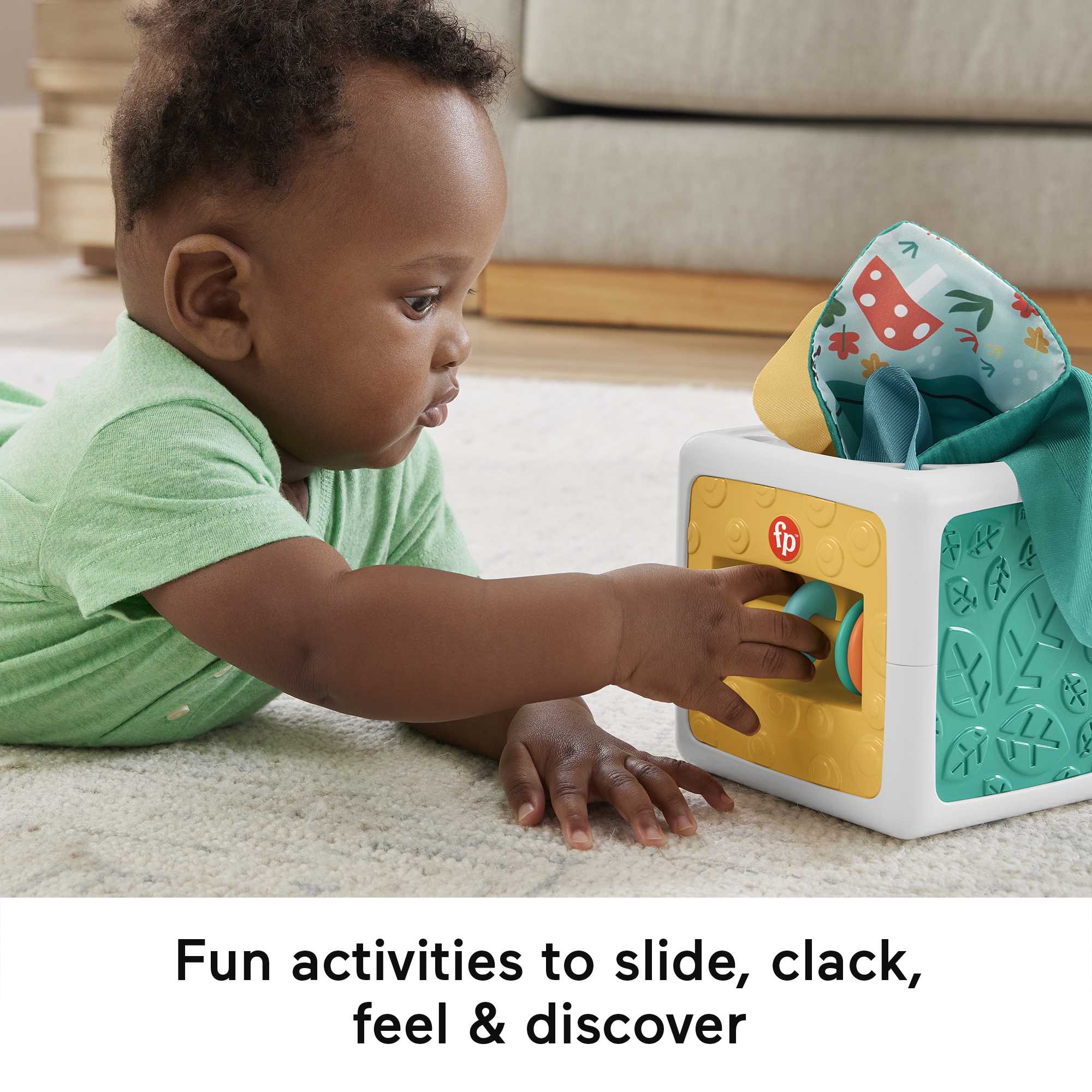 Fisher Price Tissue Fun Activity Cube Baby Sensory Crinkle Toys For Newborns - Image 4