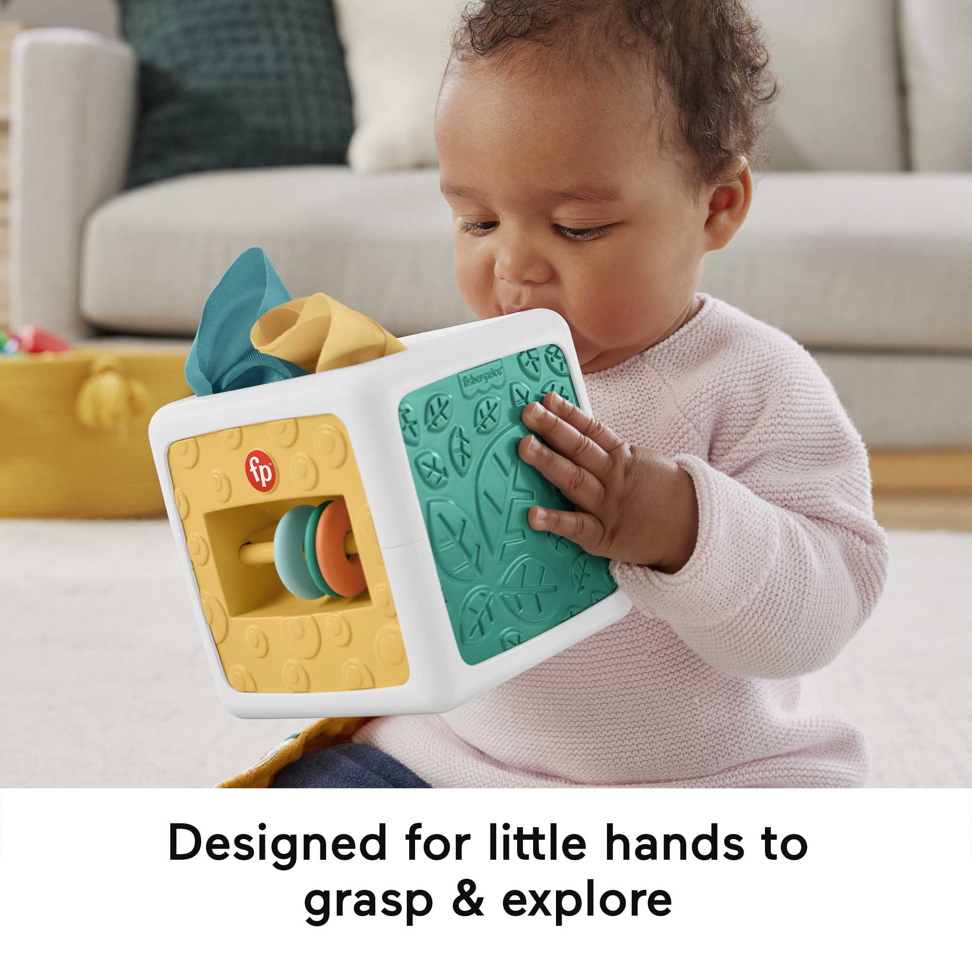 Fisher Price Tissue Fun Activity Cube Baby Sensory Crinkle Toys For Newborns - Image 5