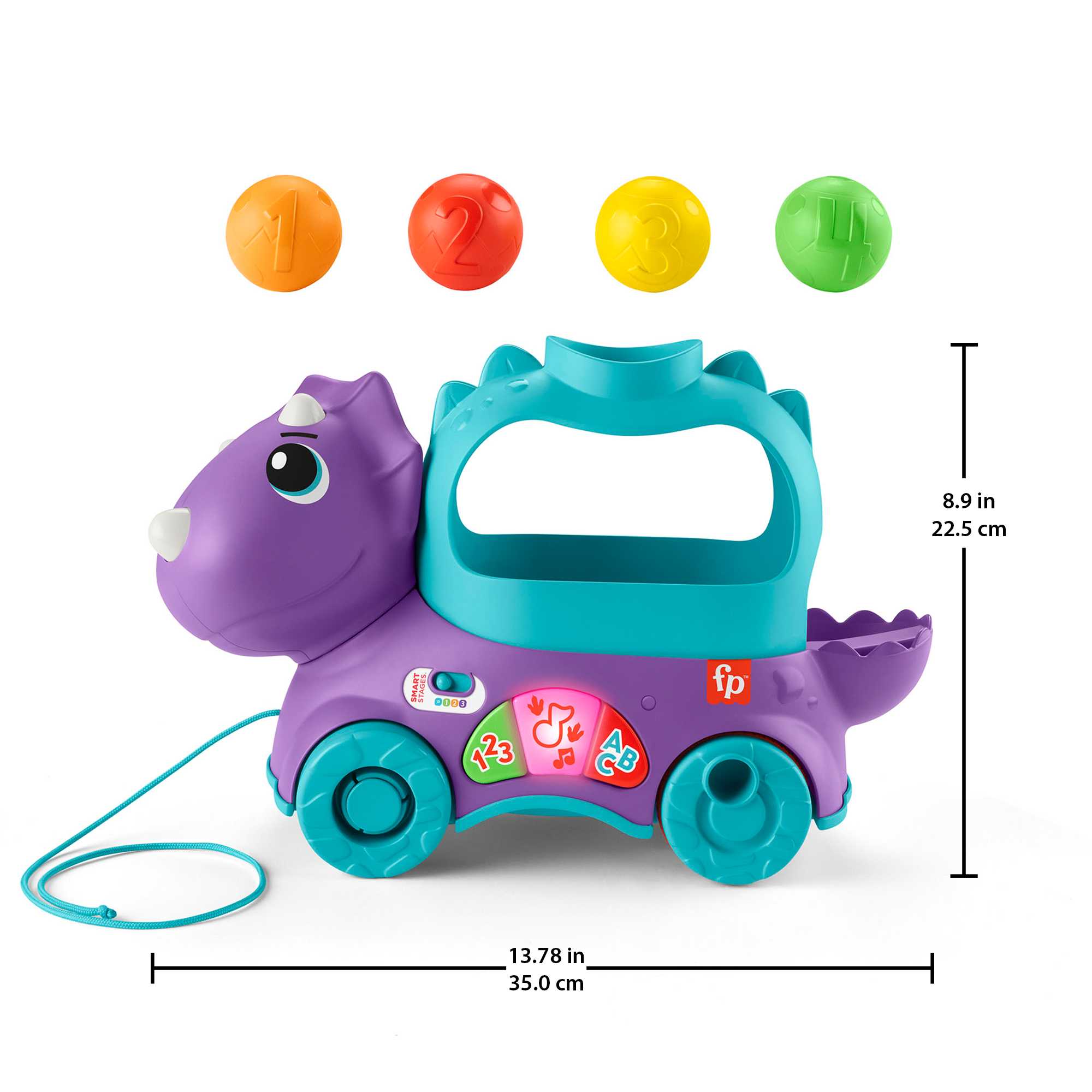 Fisher-Price Toddler Learning Toy, Dinosaur Pull Toy English & French Version, Poppin’ Triceratops - Image 5