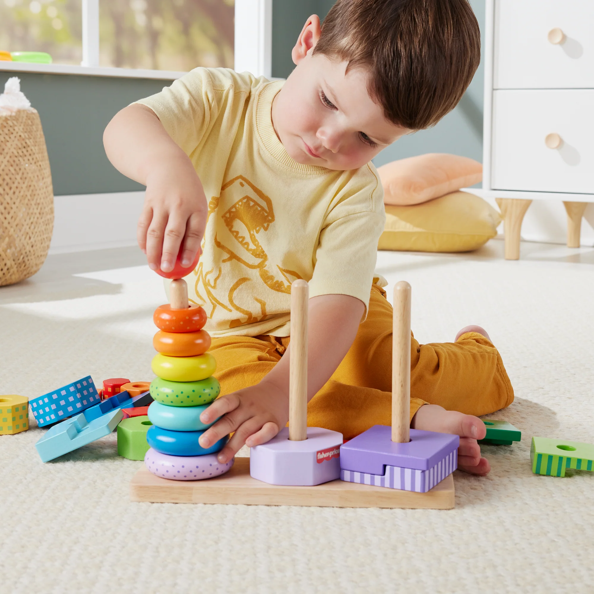Fisher-Price Trieur de Formes Empilo en Bois, Triage, 26 Éléments - Image 2