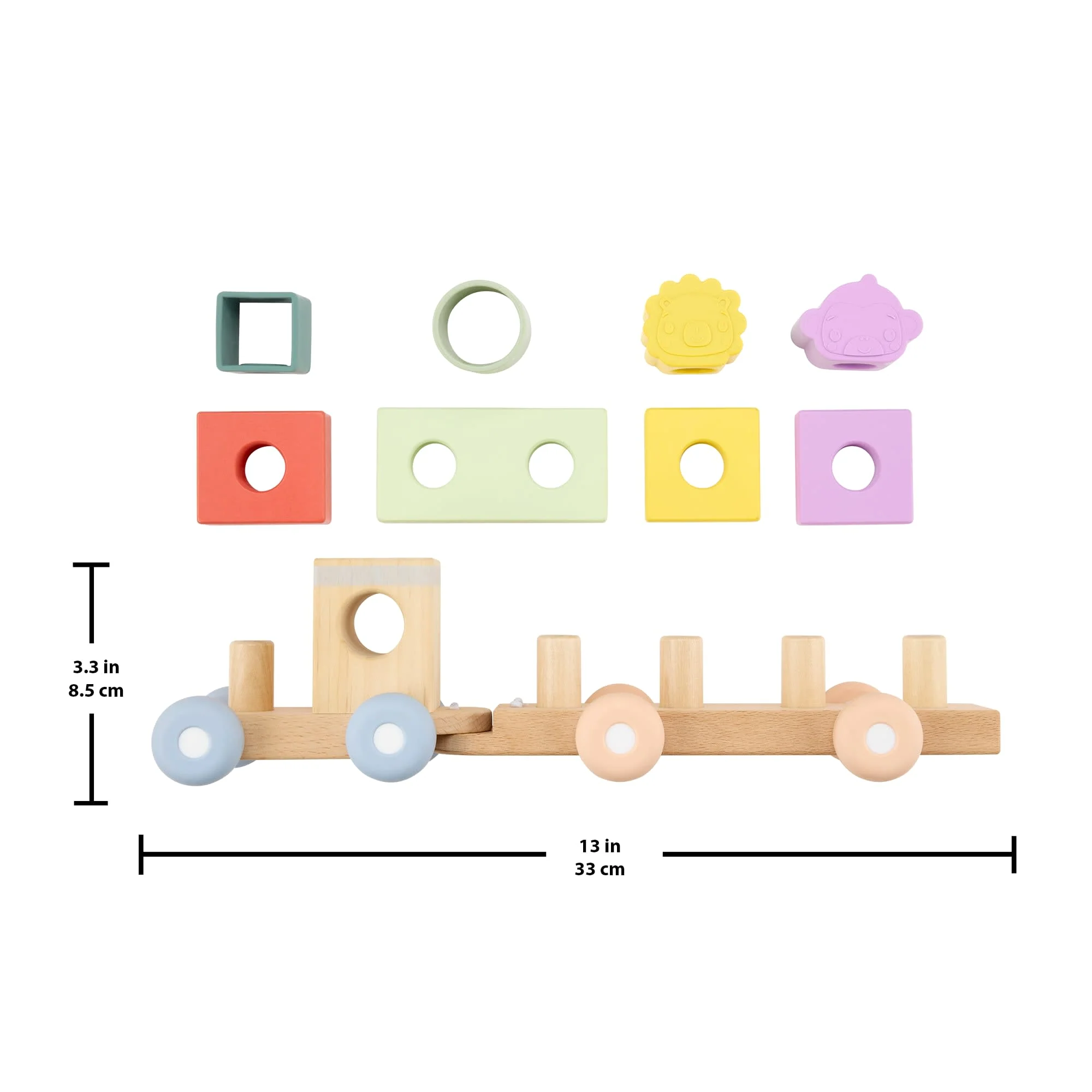 Fisher-Price Wood And Silicone Stacking Train, 9-Piece Baby & Toddler Activity Toy - Image 6