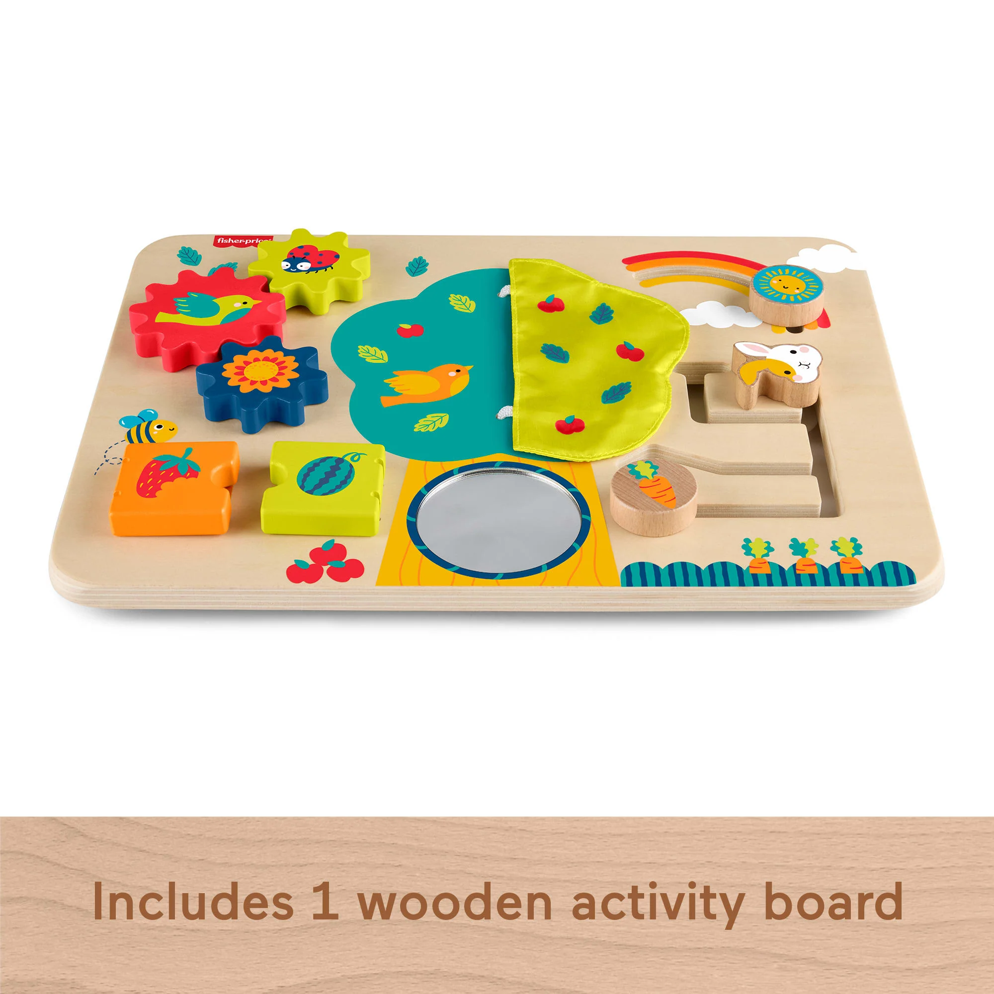 Fisher-Price Wooden Activity Station Baby Busy Board Toy For Developmental Play, 1 Wood Piece - Image 5