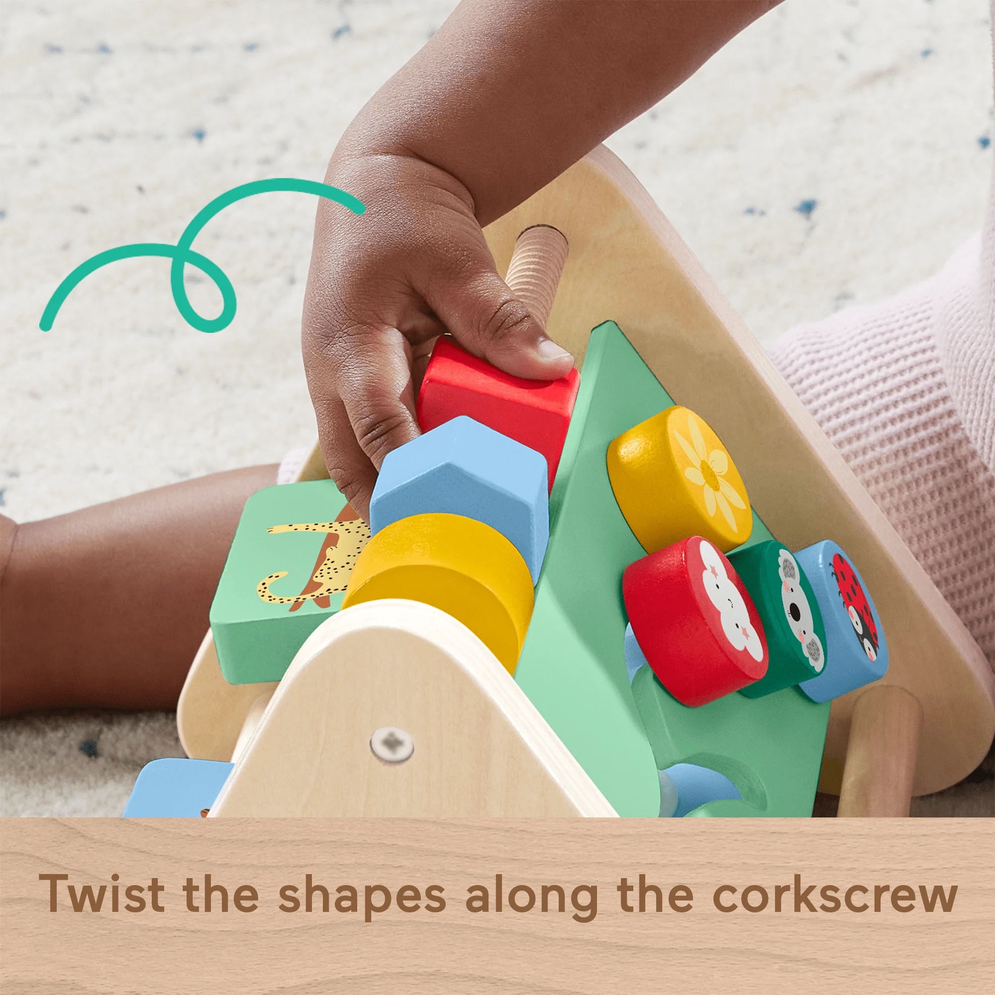Fisher-Price Wooden Activity Triangle, 3-Sided Fine Motor Toy For Baby, 1 Wood Piece - Image 3