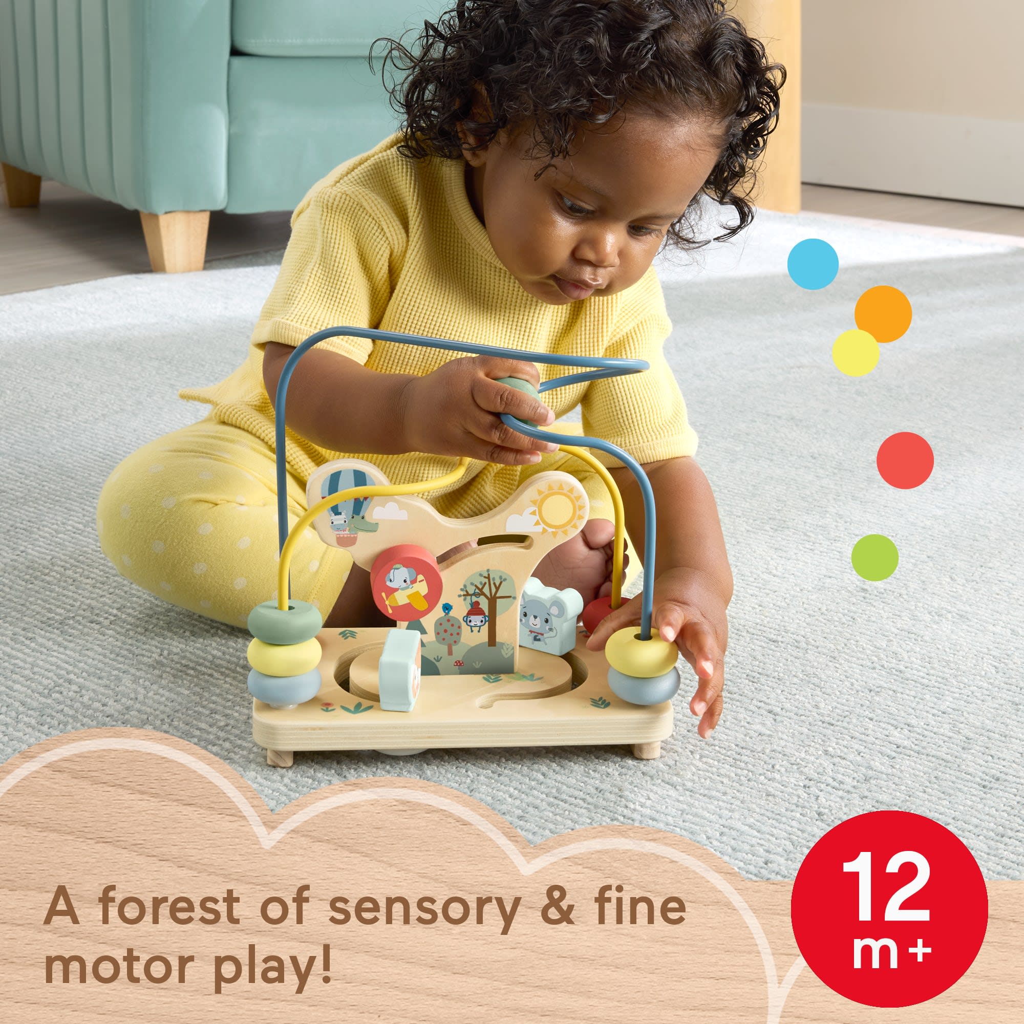 Fisher-Price Wooden Bead Maze, Animal-Themed Baby & Toddler Fine Motor Activity Toy - Image 3